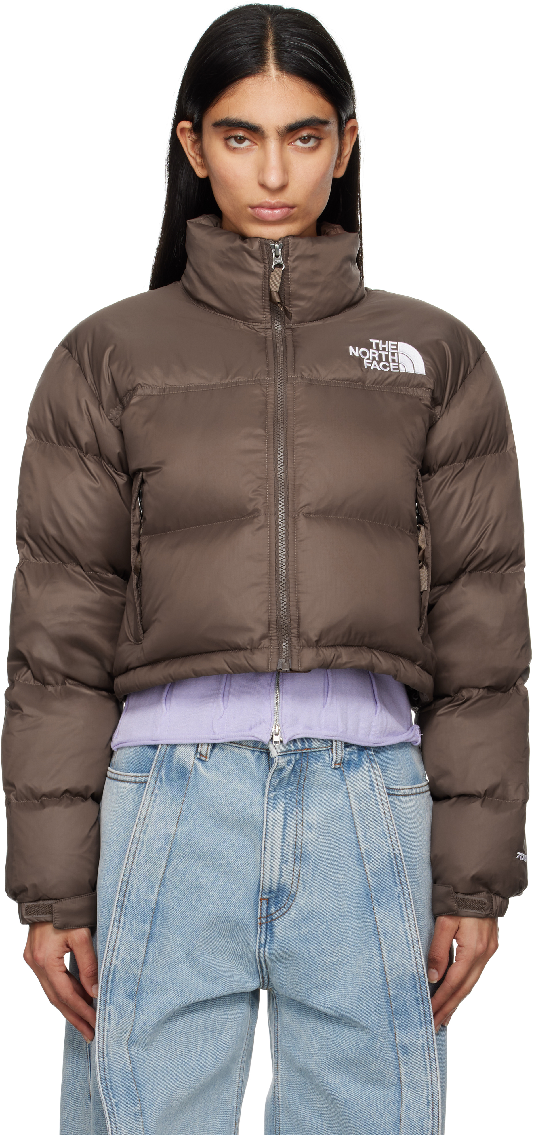 The North Face Brown Nuptse Short Down Jacket In 1oi Smokey Brown