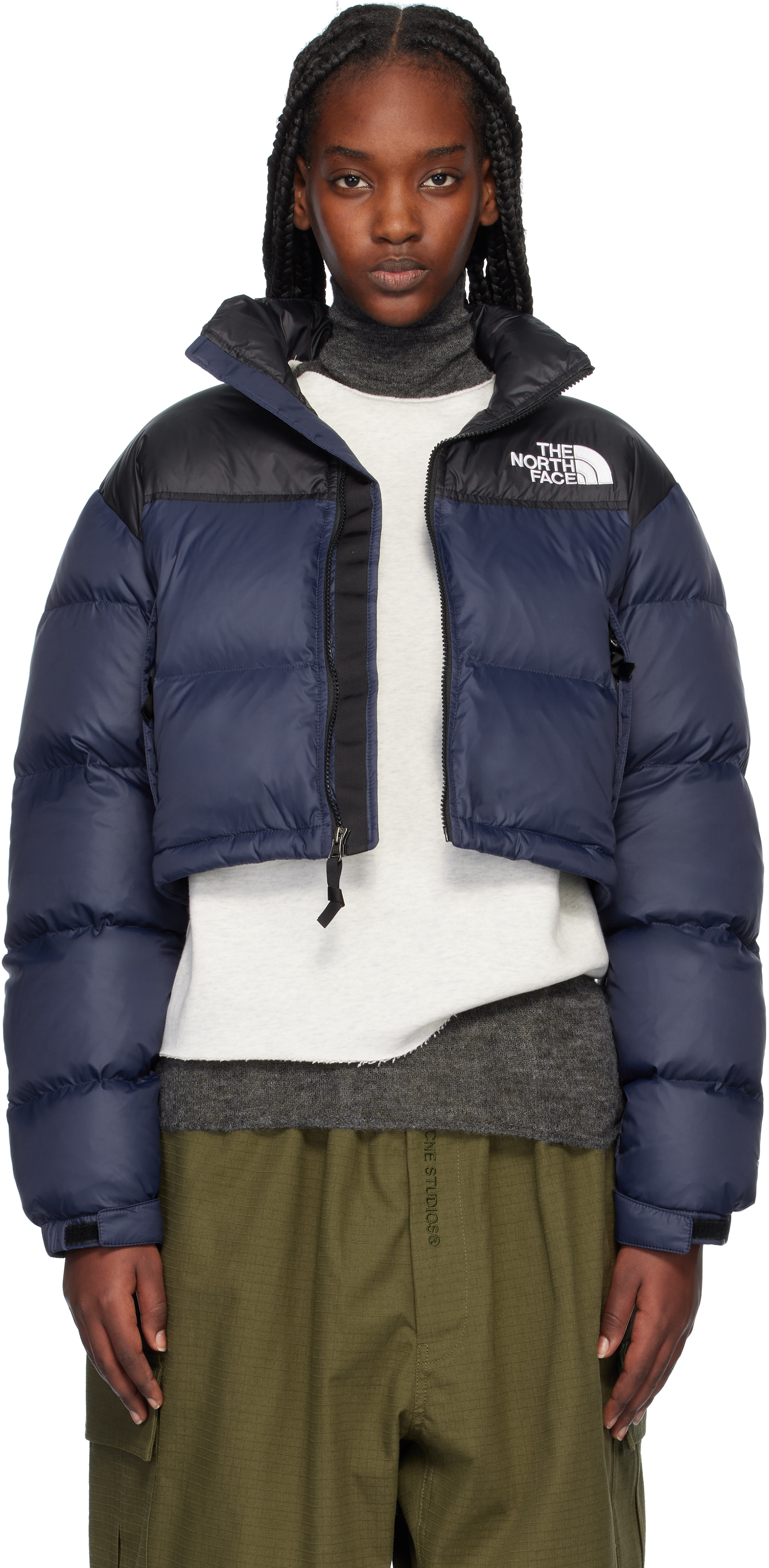 White & Black Nuptse Short Down Jacket