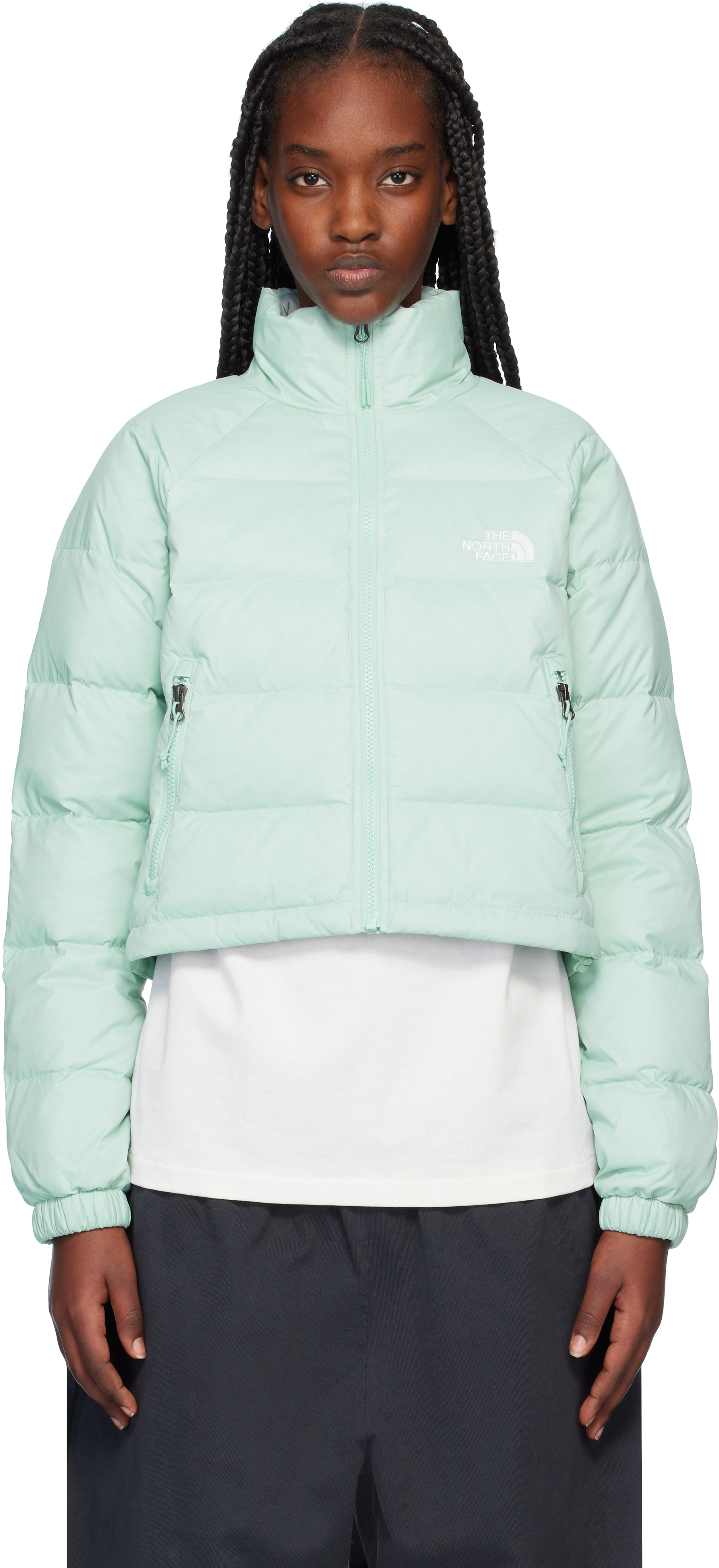 Blue Hydrenalite Short Down Jacket by The North Face on Sale