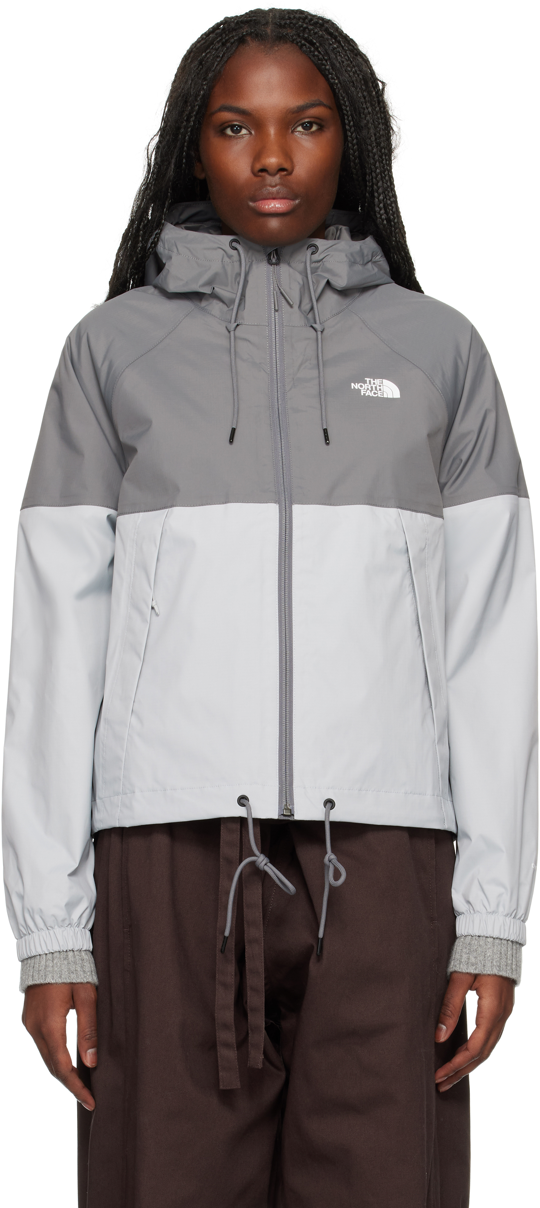 The North Face Gray Antora Novelty Rain Jacket In Ro0 Smoked Pearl/hig