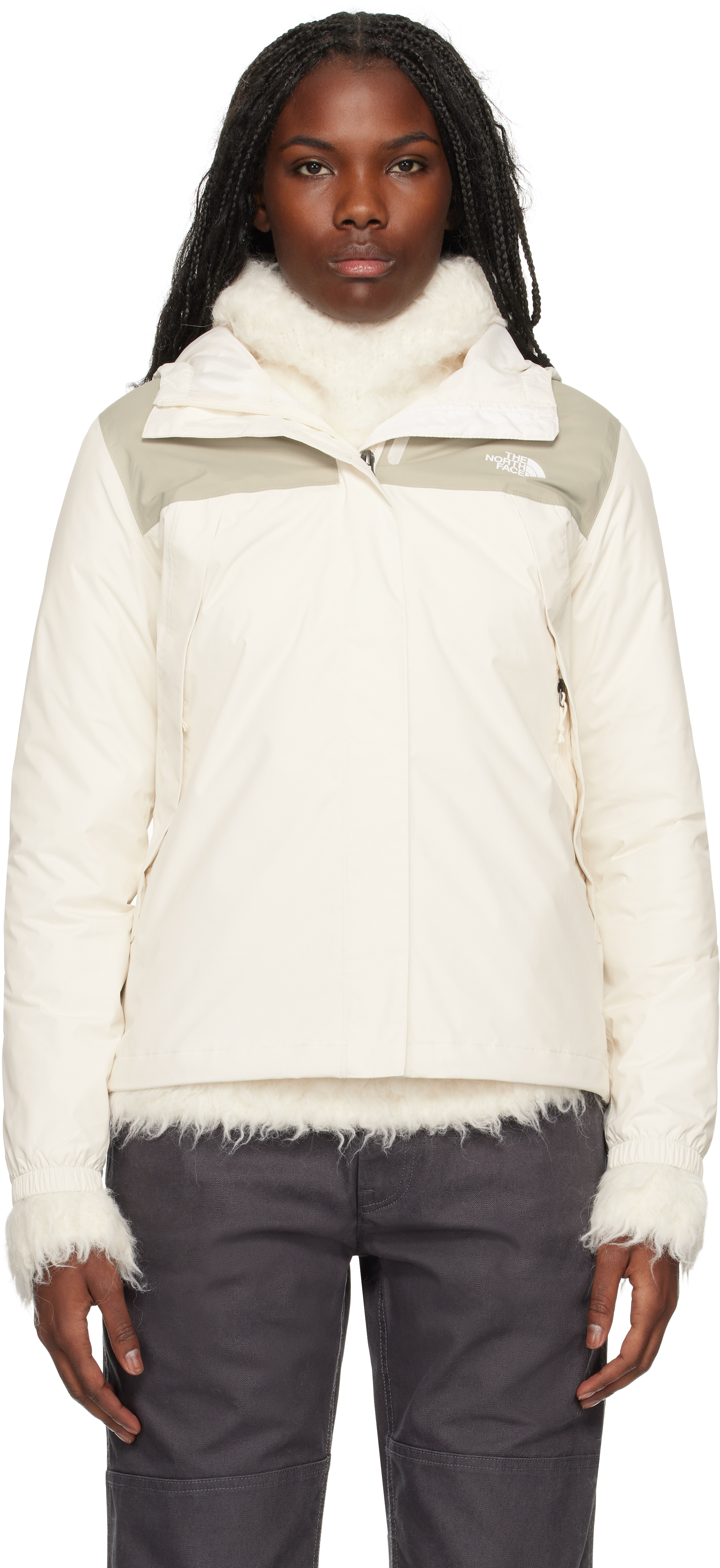 THE NORTH FACE OFF-WHITE & KHAKI ANTORA RAIN JACKET 