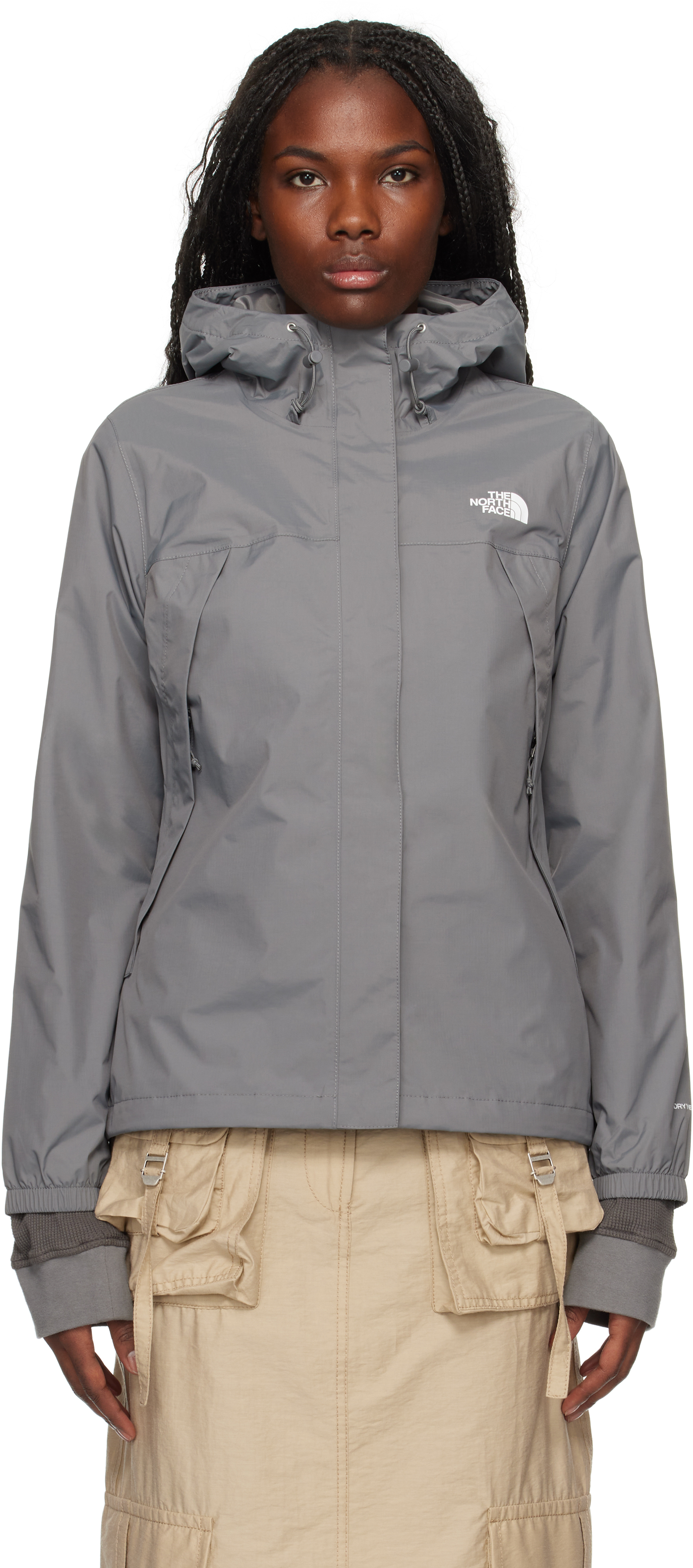 The North Face Gray Antora Rain Jacket In 4gu Smoked Pearl-npf