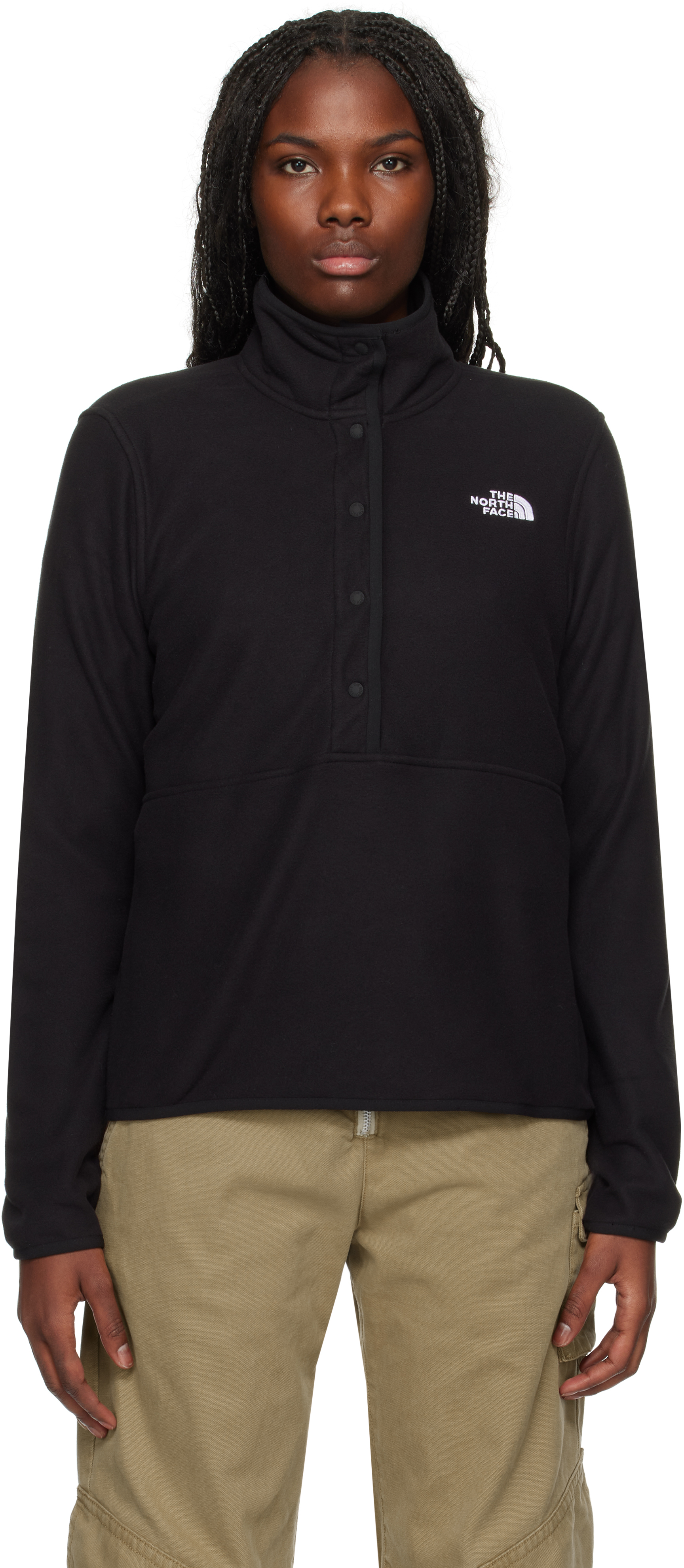 The North Face Black Glacier Fleece Half-snap Jacket In Jk3 Tnf Black