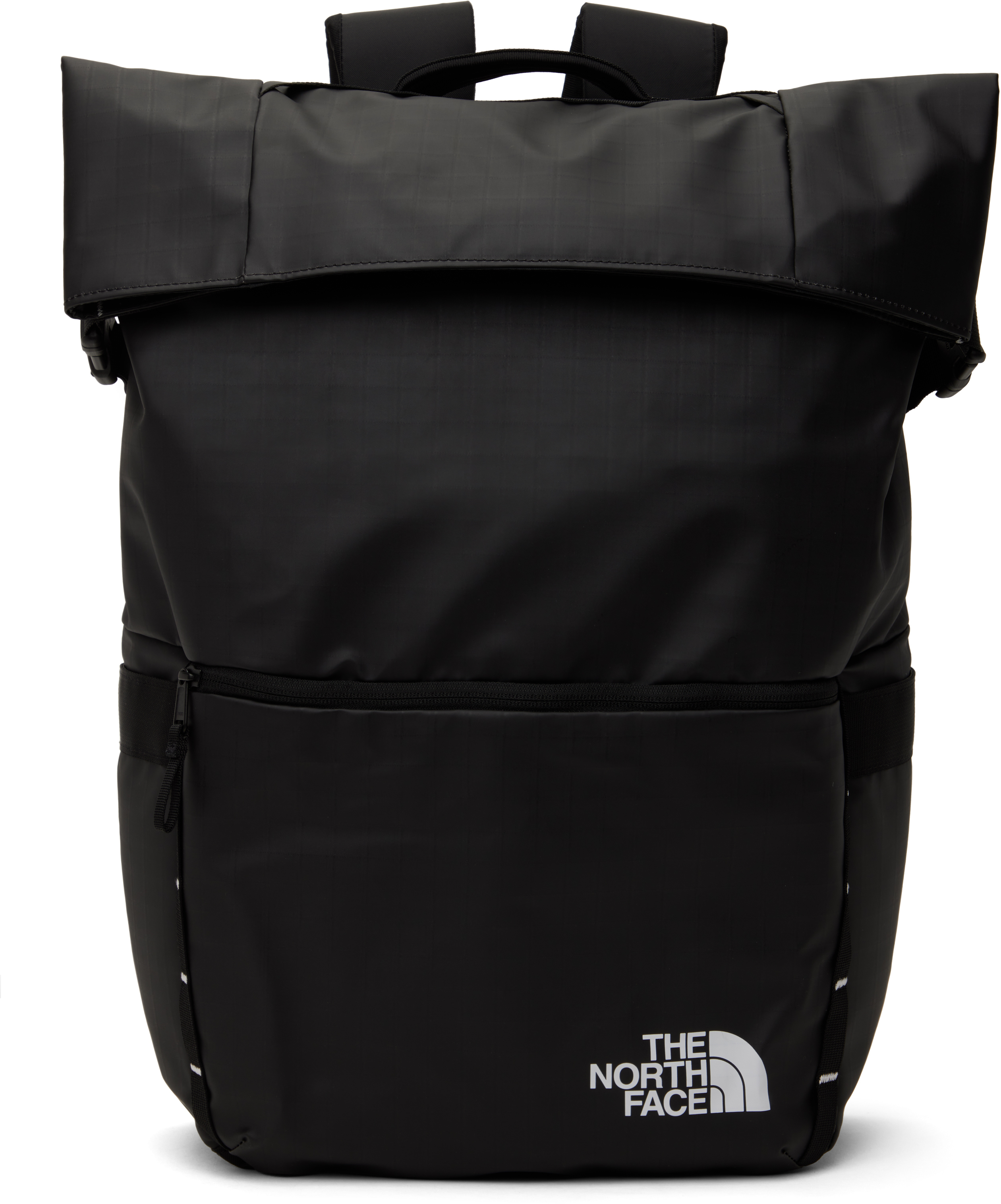 The North Face Black Base Camp Voyager Roll Top Backpack In Tnf Black/white 53r