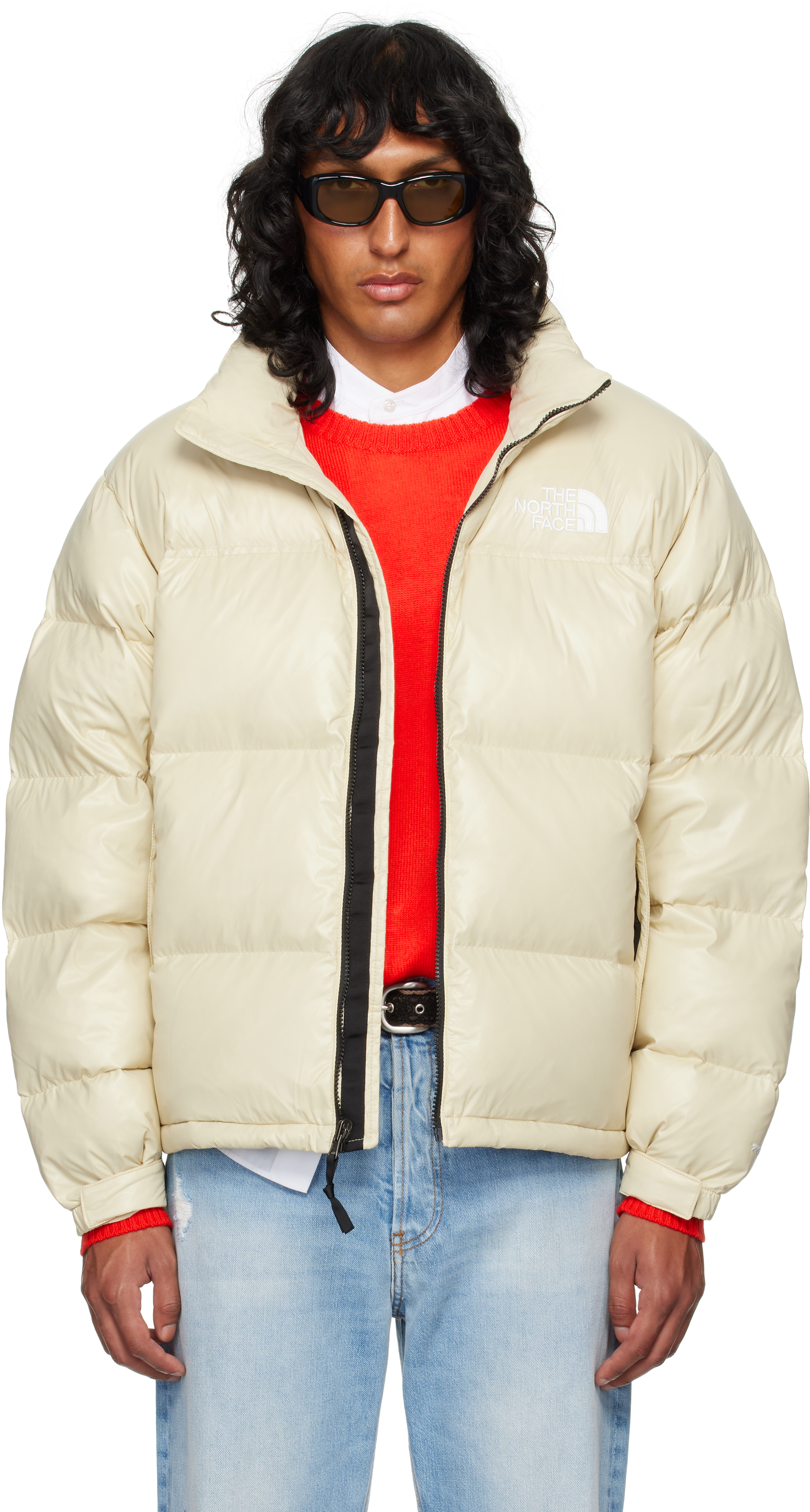 SSENSE Exclusive Beige 1996 Retro Shine Nuptse Down Jacket