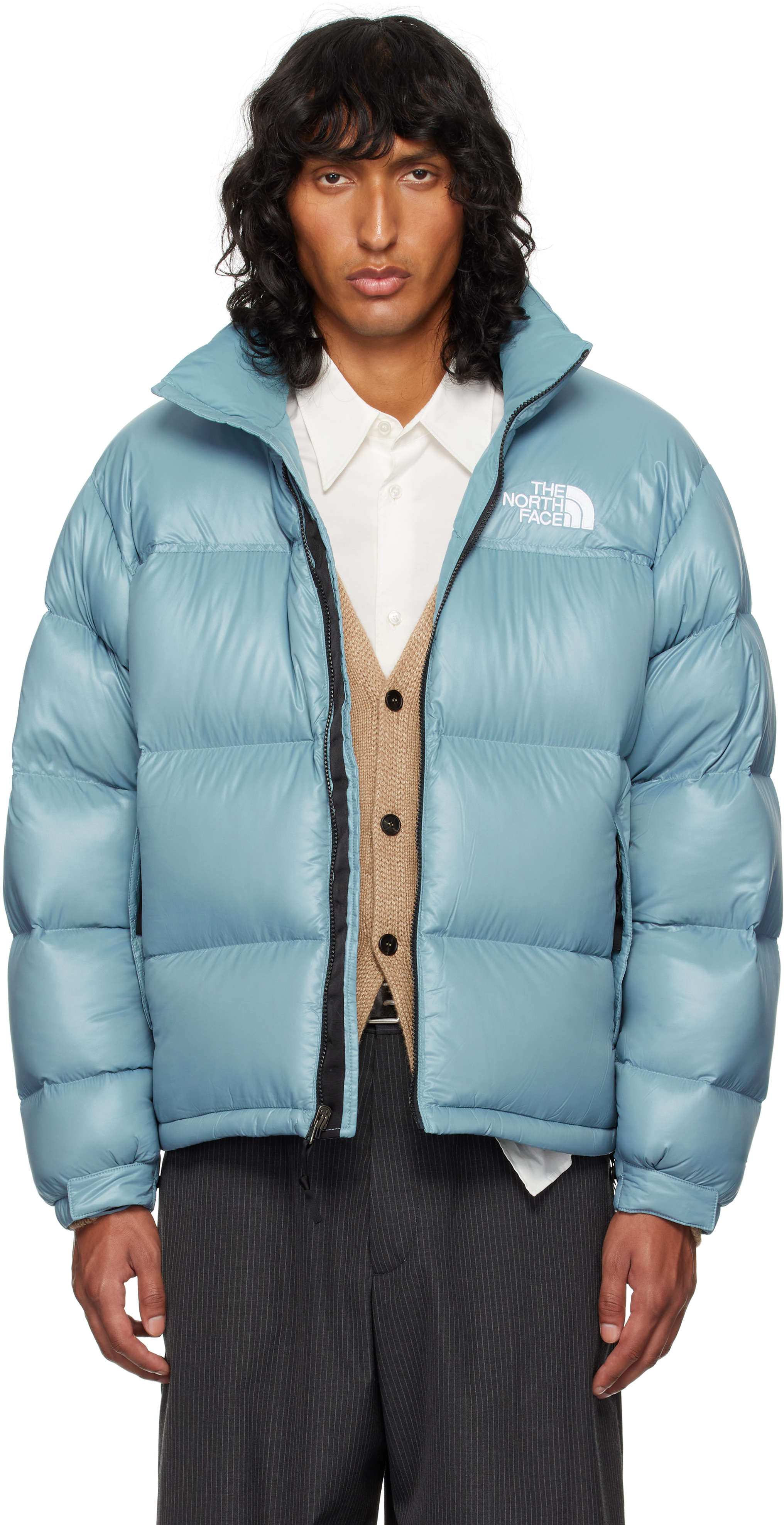 The North Face Ssense Exclusive Blue 1996 Retro Nuptse Down Jacket In 39f Algae Blue-shine