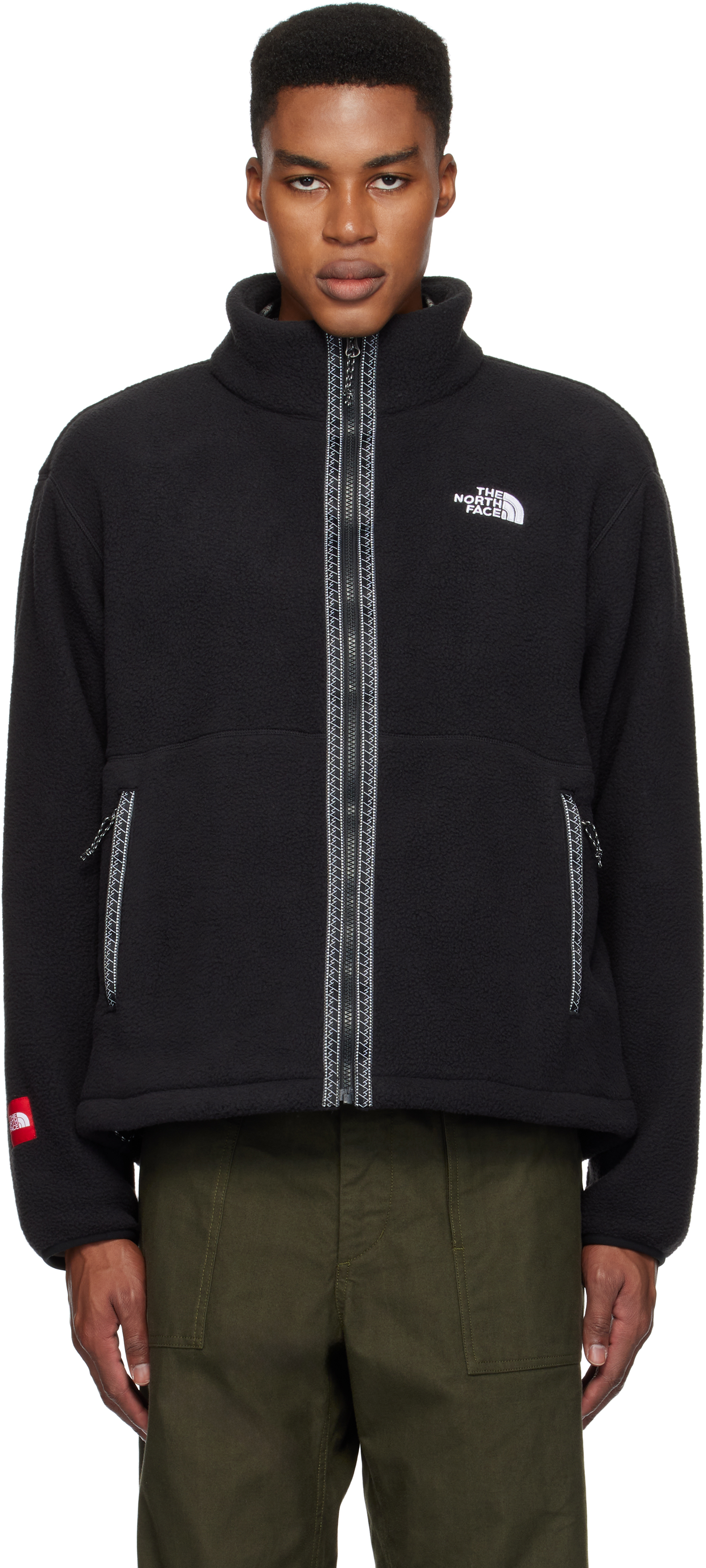 THE NORTH FACE BLACK 'TNF' FLEESKI FULL-ZIP JACKET 