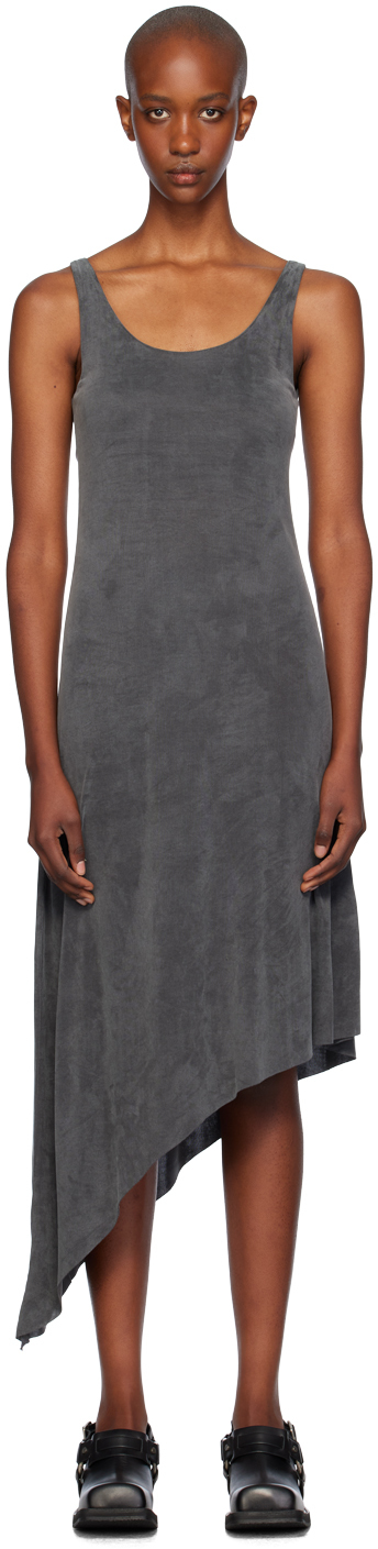 Shop Our Legacy Gray Hang Midi Dress In Dark Grey Cupro