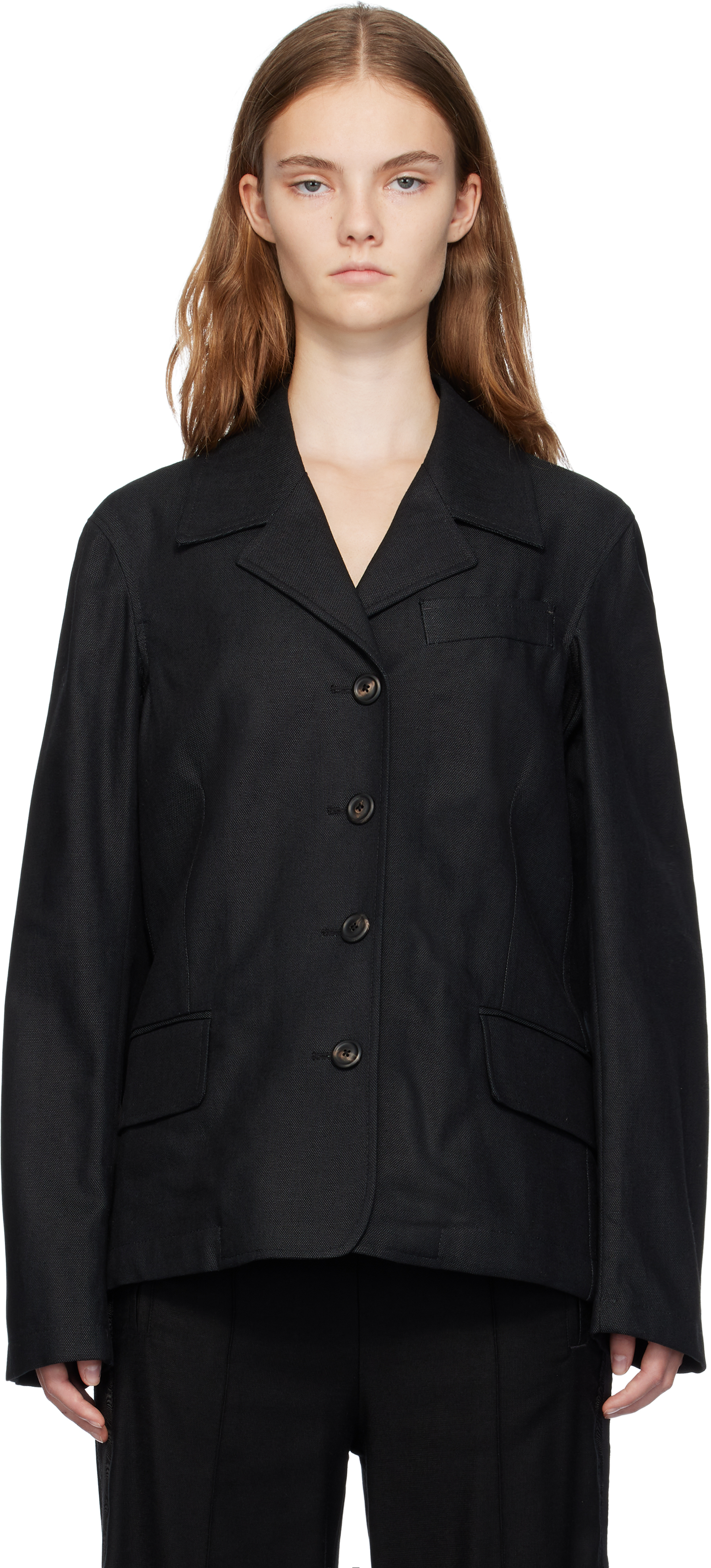 Shop Our Legacy Black Sweep Blazer In Draping Black Canvas