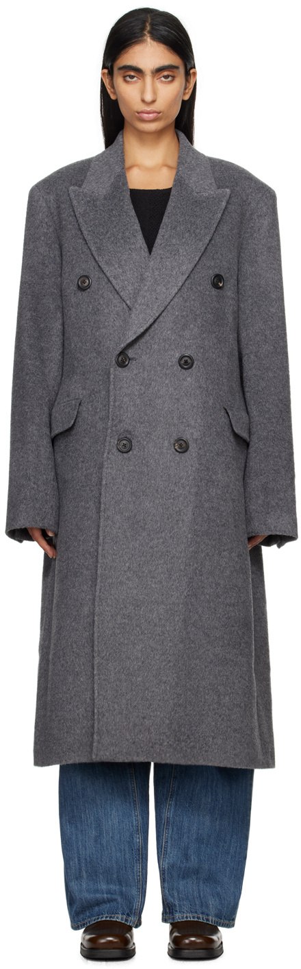 Shop Our Legacy Gray Whale Coat In Island Grey Mohair