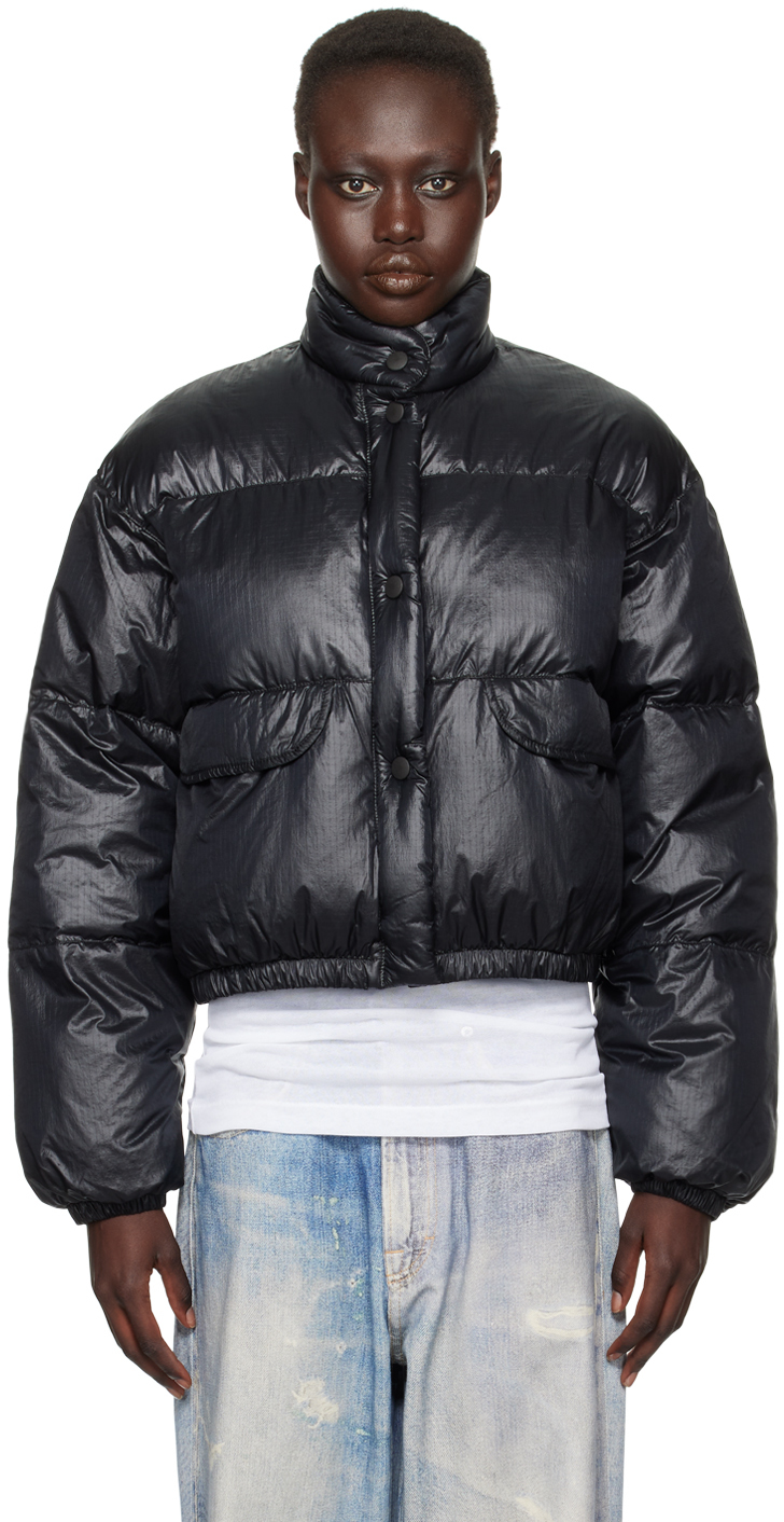 Black Cropped Inhale Puffa Down Jacket