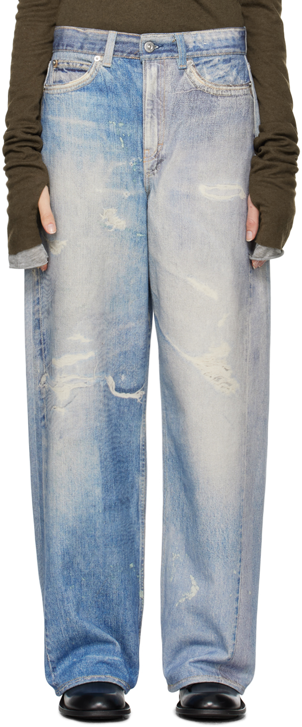 Our Legacy Blue Full Cut Jeans In Digital Denim Print