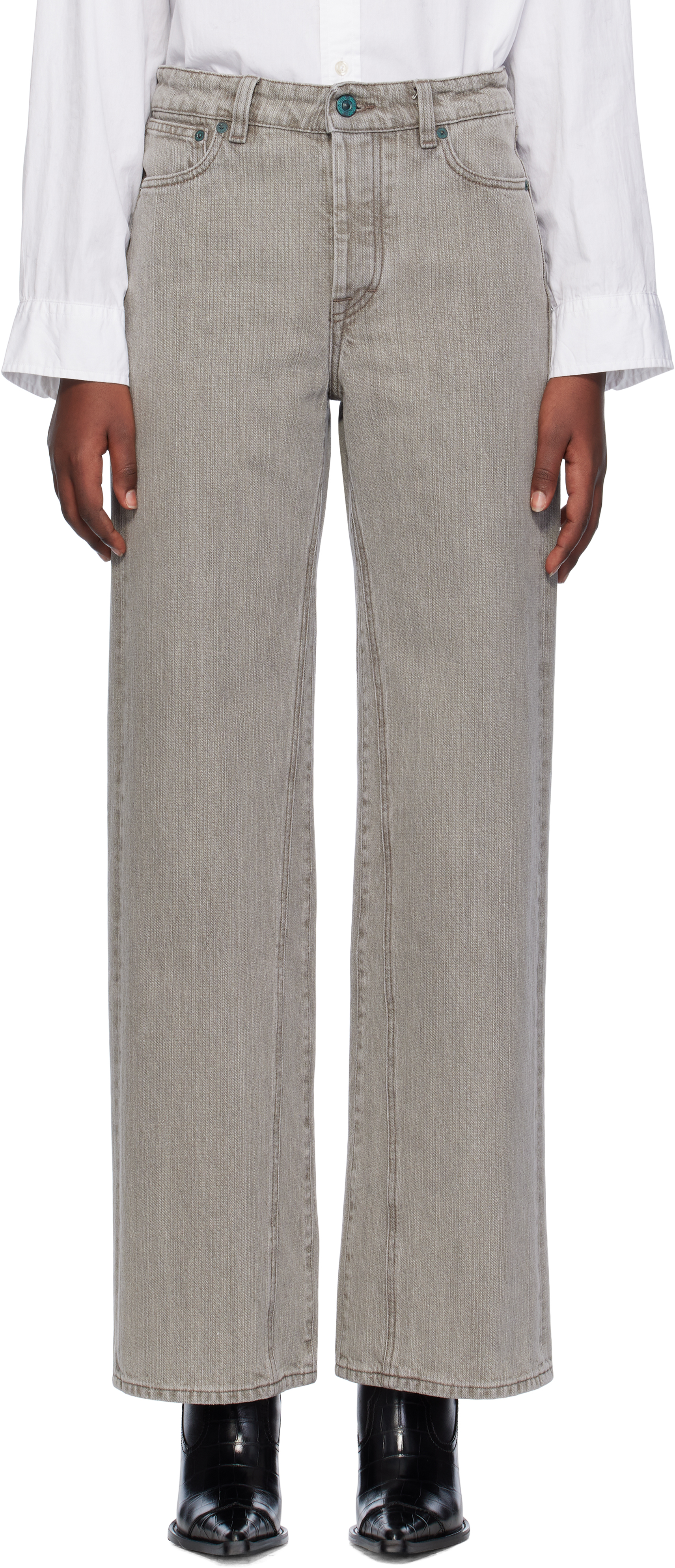 Shop Our Legacy Gray Treble Cut Jeans In Concrete Chain Twill