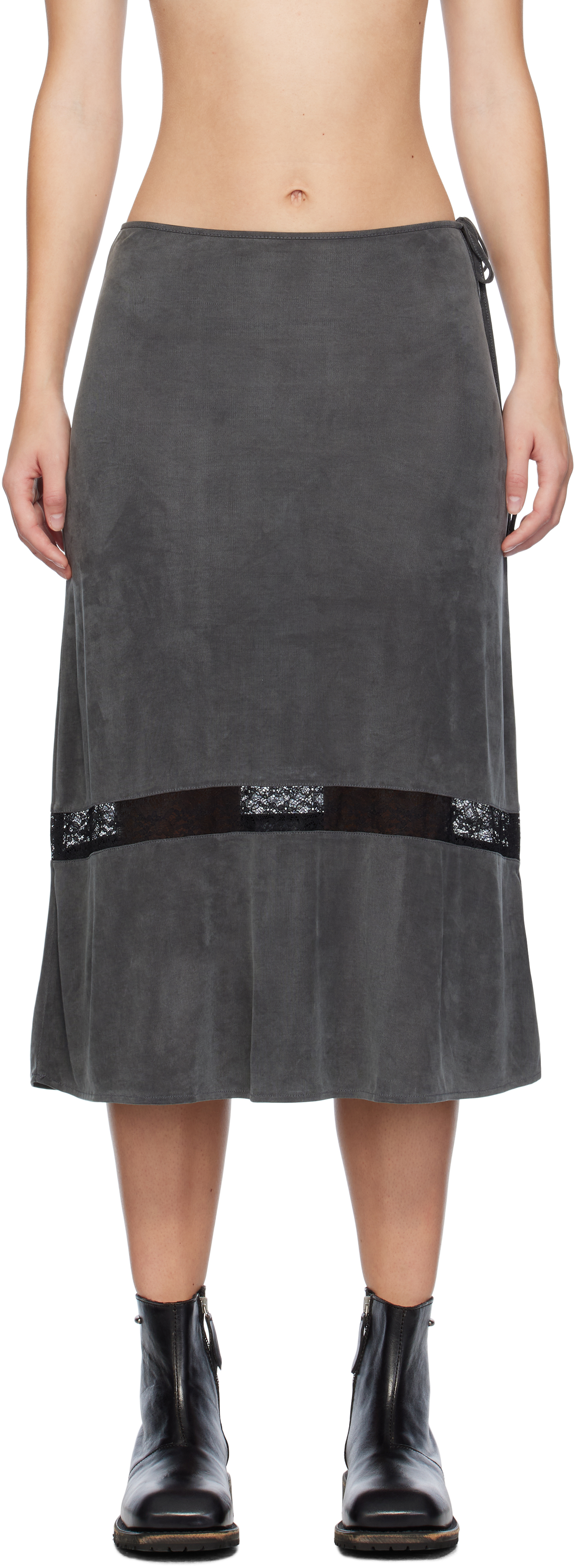 Shop Our Legacy Gray Ballon Midi Skirt In Dark Grey Cupro