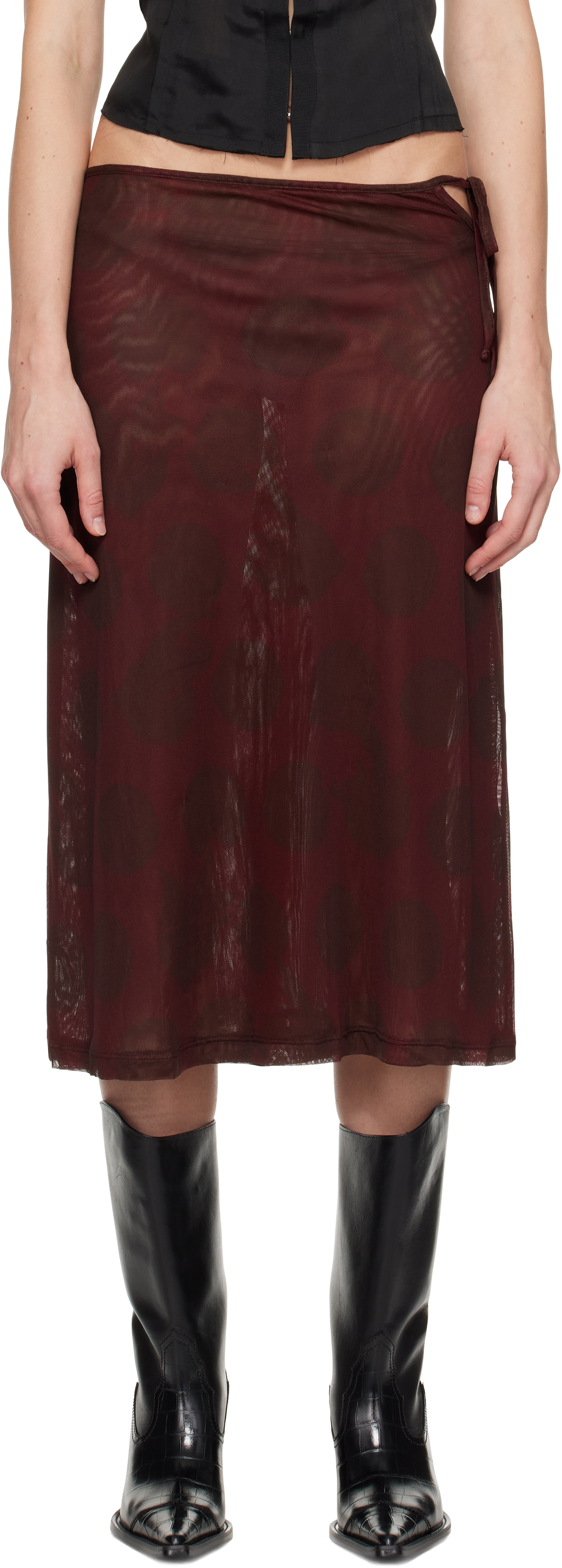 OUR LEGACY BURGUNDY BALLON MIDI SKIRT 