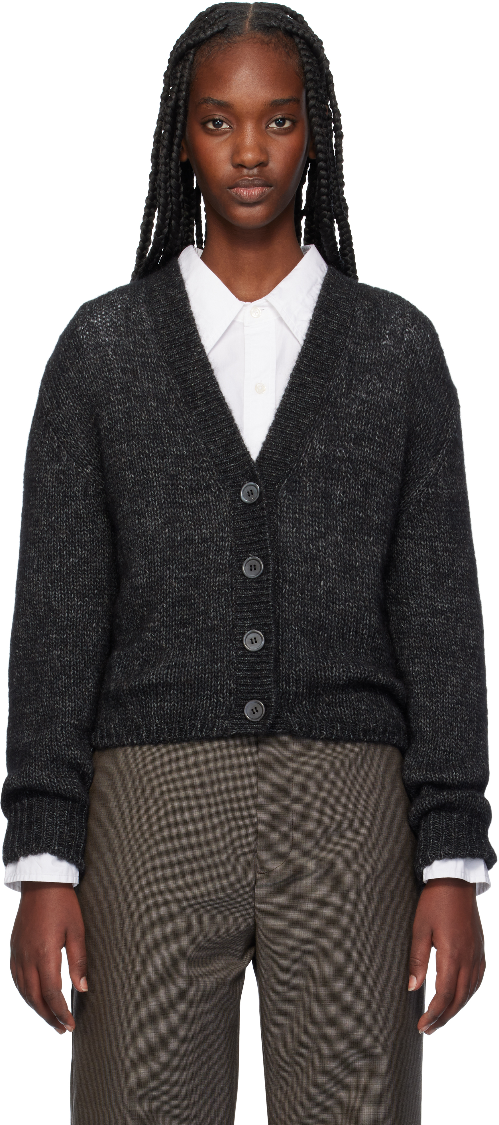 Our Legacy Gray Academy Cardigan In Pepe Nero