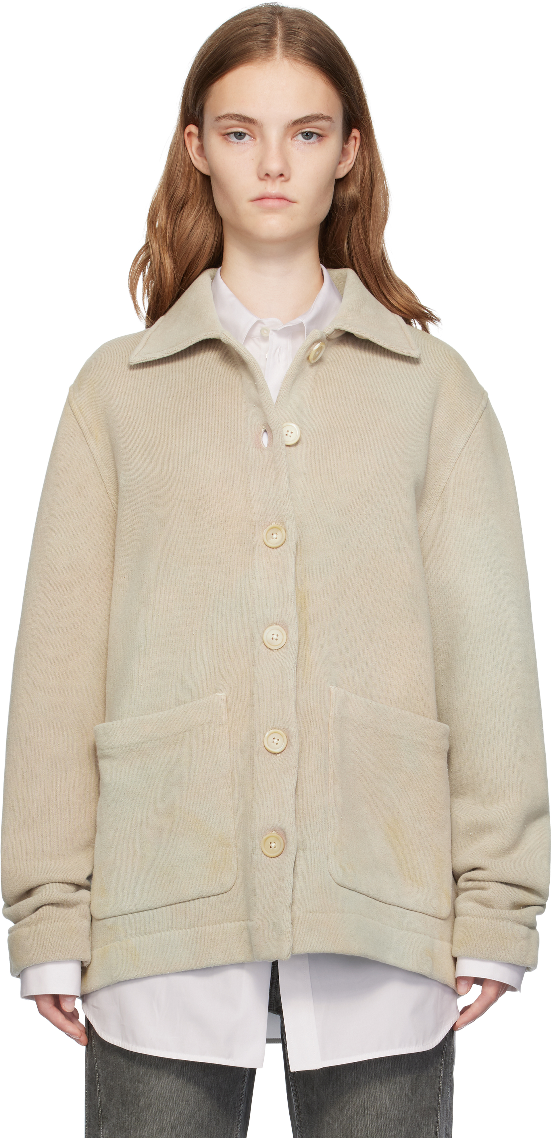 Shop Our Legacy Taupe Lodge Cardigan In Attic Wash Fleece