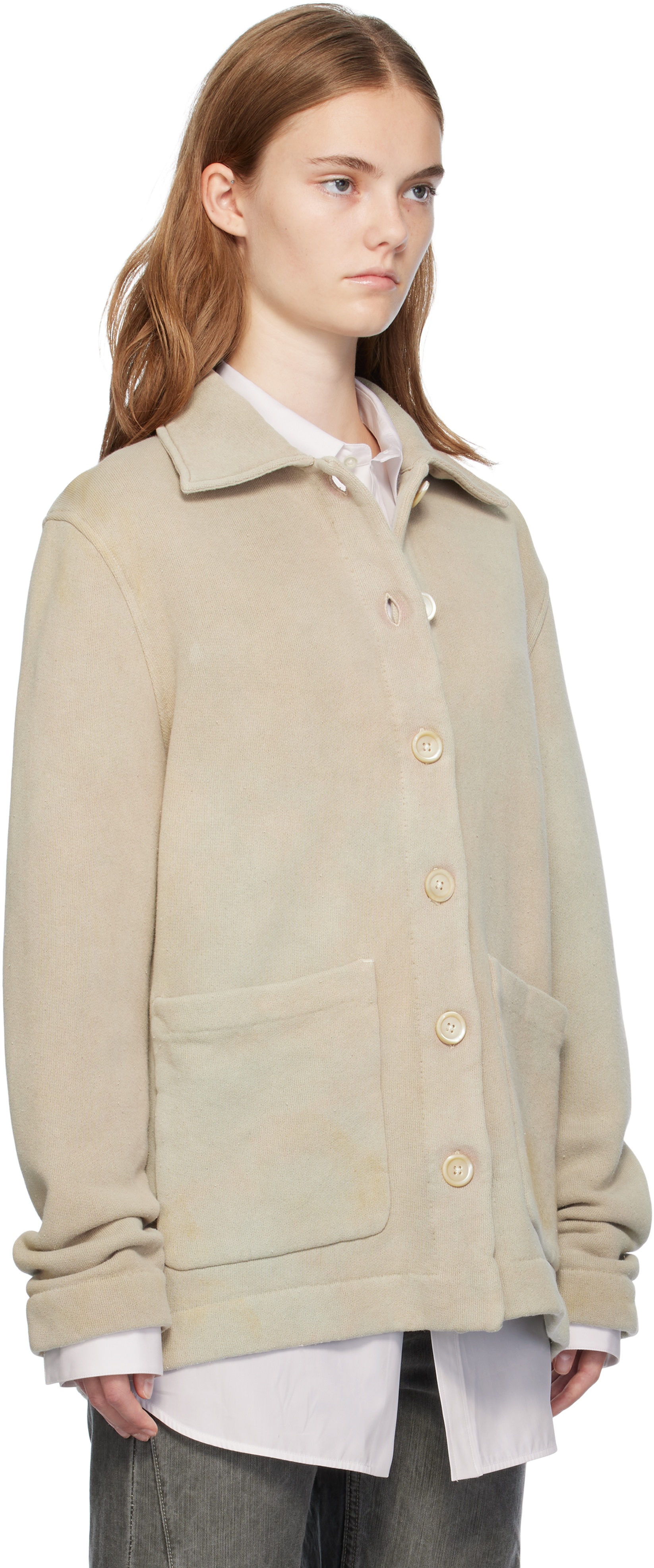 Our Legacy Taupe Lodge Cardigan In Attic Wash Fleece