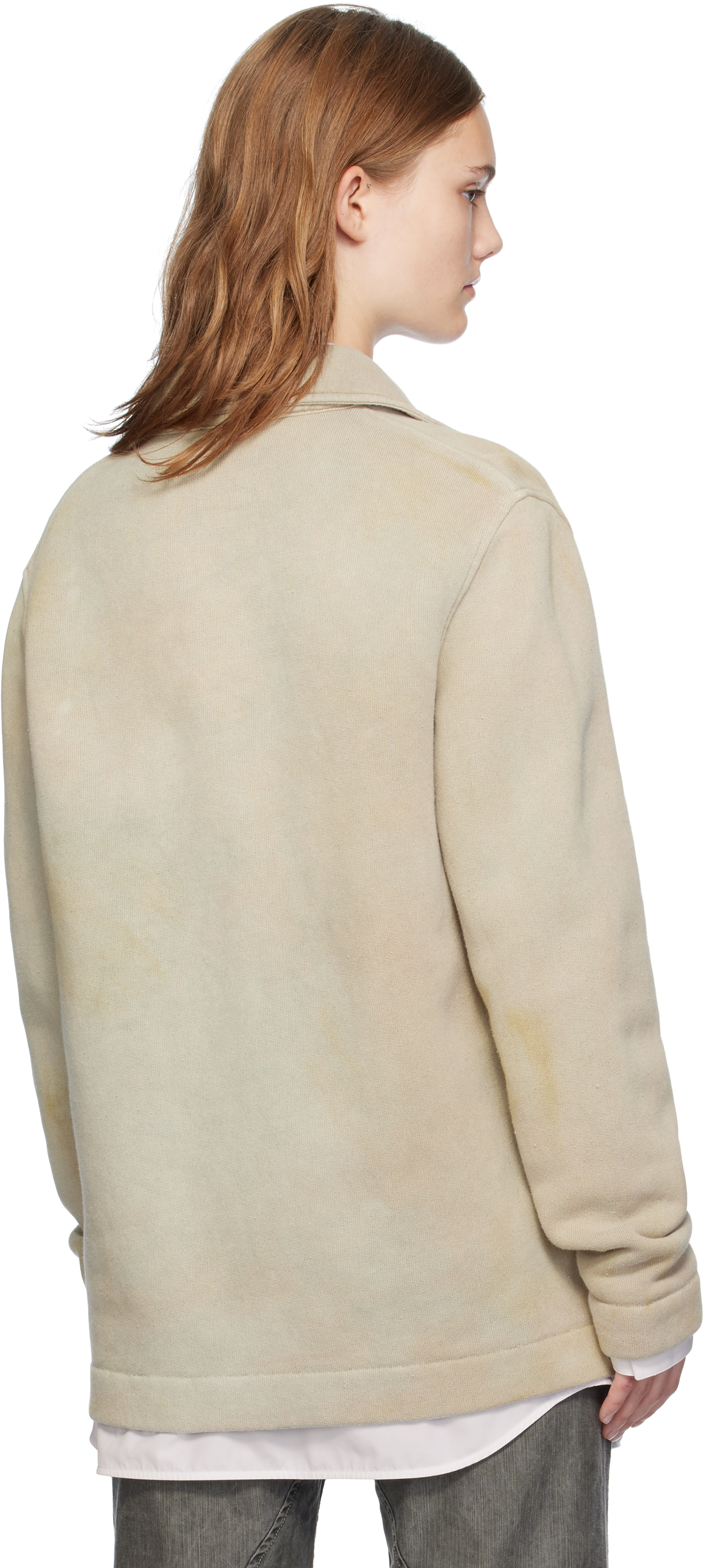 Our Legacy Taupe Lodge Cardigan In Attic Wash Fleece
