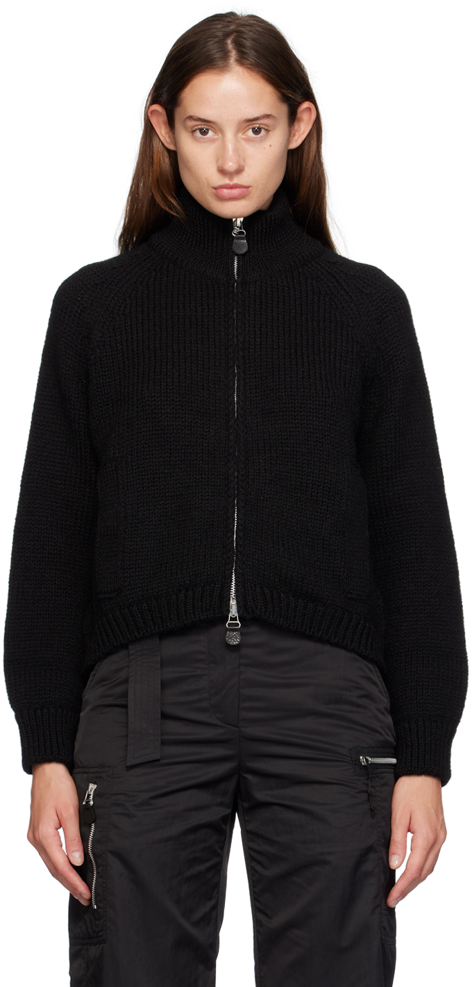 Shop Our Legacy Black Ultra Zip Funnel Sweater In Jet Black Isles Wool