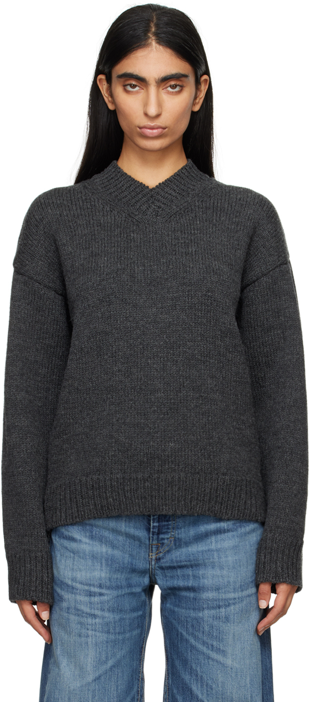 Shop Our Legacy Gray Sonar V-neck Sweater In Ash Melange Wool