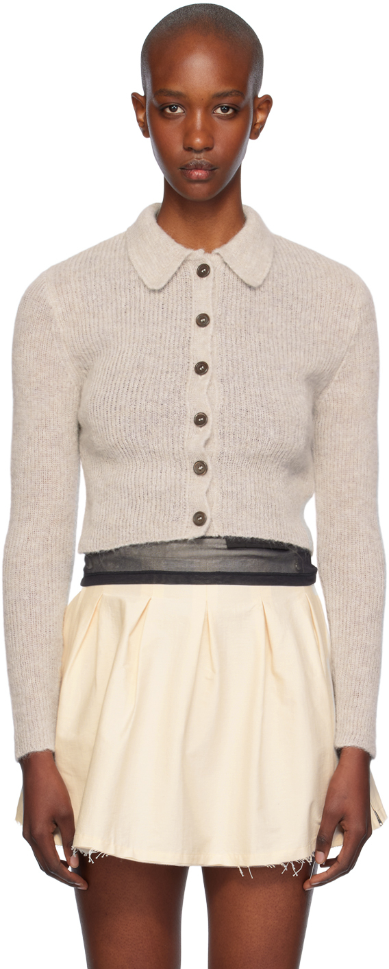 Shop Our Legacy Beige Mazzy Polo Cardigan In Beige Melange Alpaca