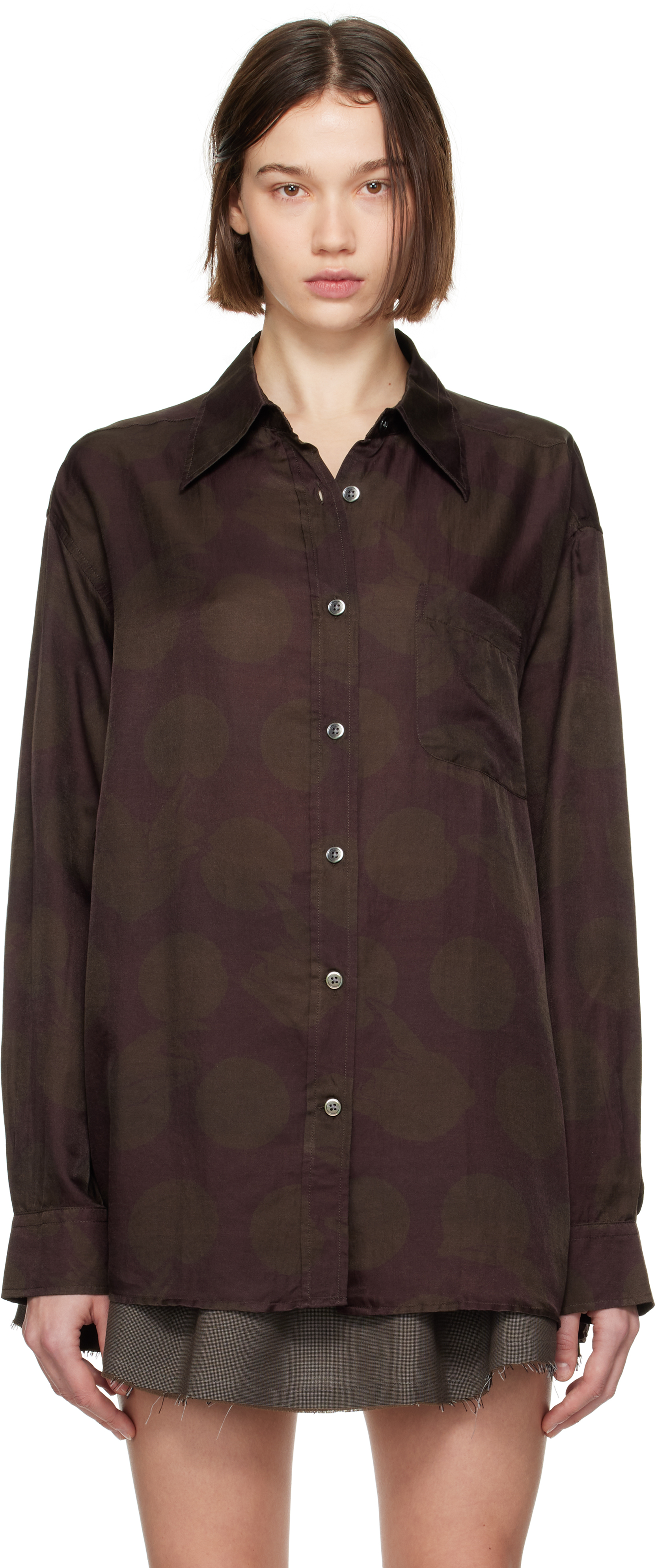 Shop Our Legacy Purple Favourite Shirt In Dotted Print Silk