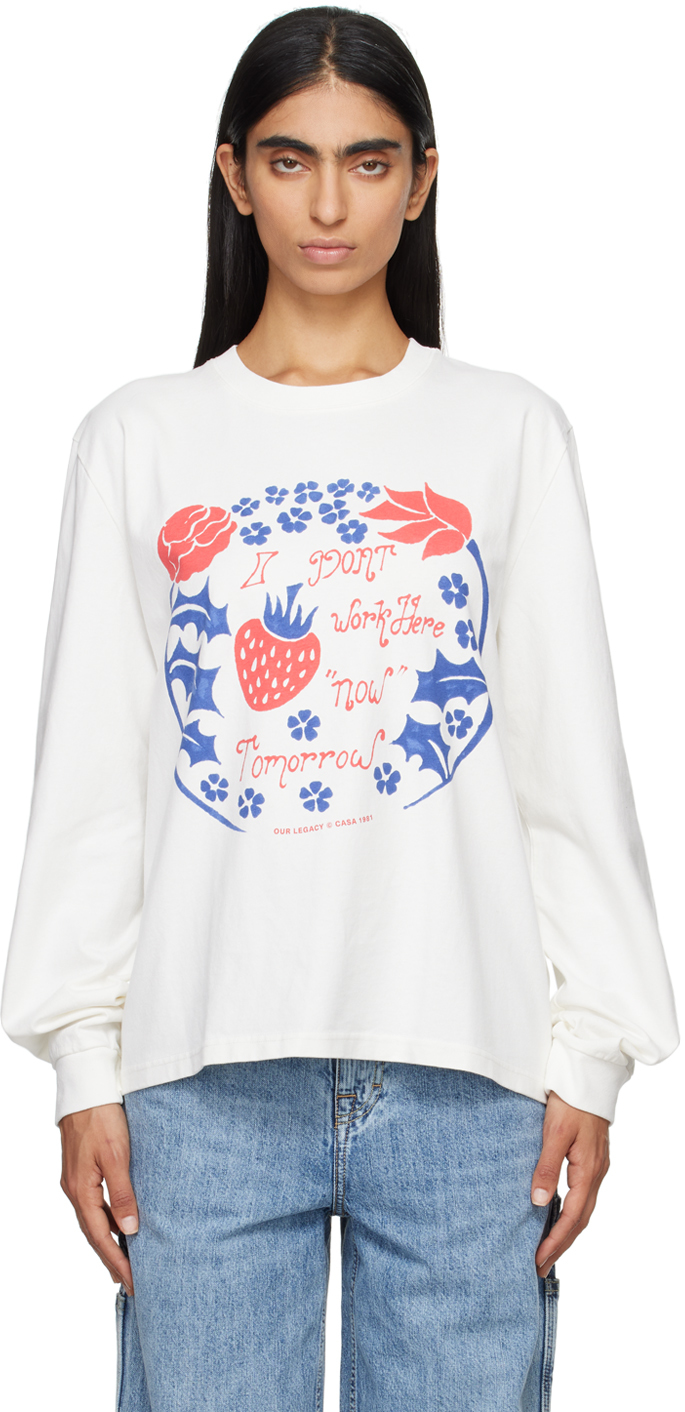 Shop Our Legacy White Tour Long Sleeve T-shirt In Tomorrow Print