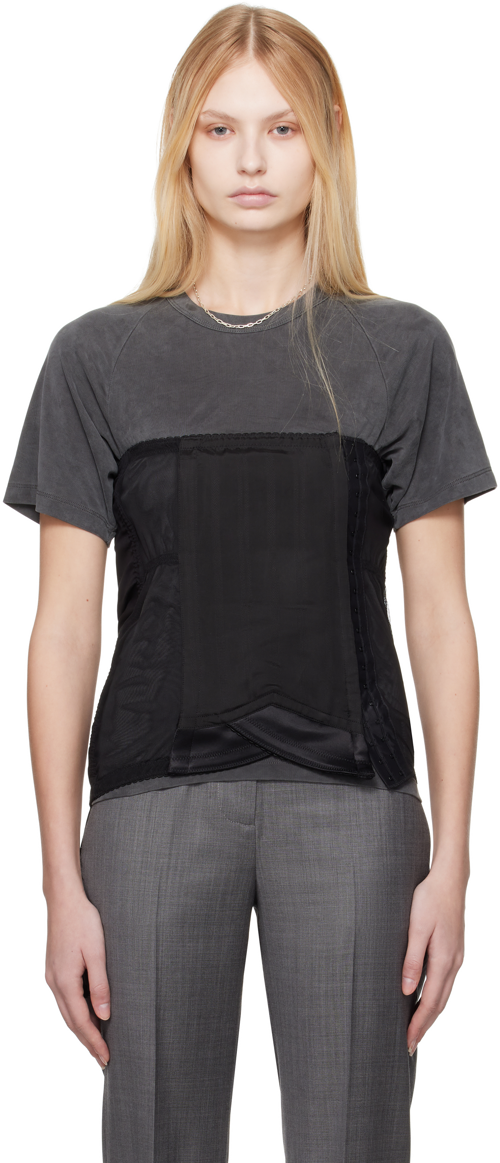 Our Legacy Black Object Corset Top In Black Refined Oxford