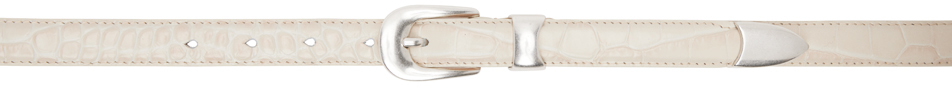 Shop Our Legacy Off-white 2 Cm Croc Belt In Vanilla Croc Bull Hi