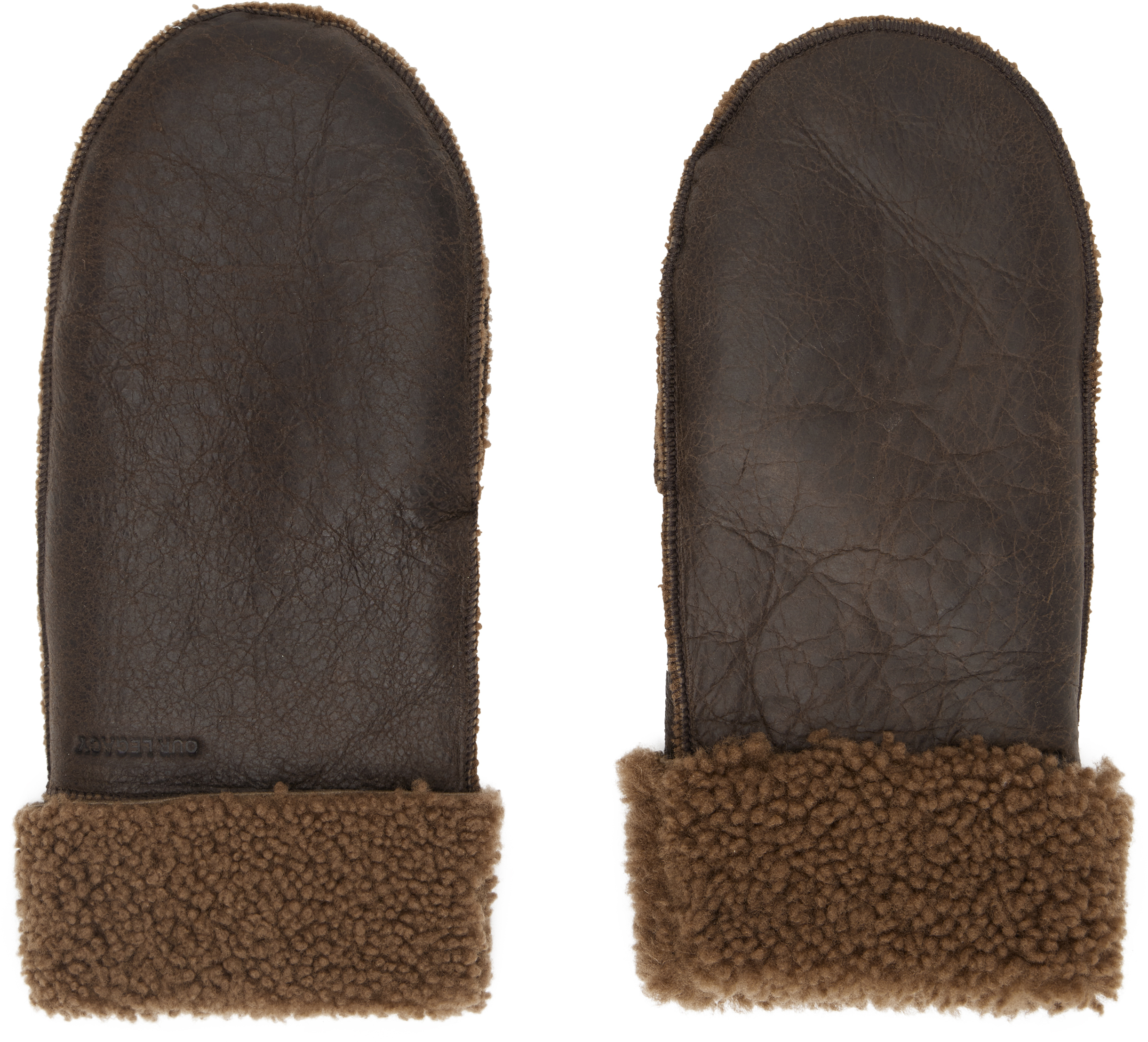 Brown Shearling Mittens