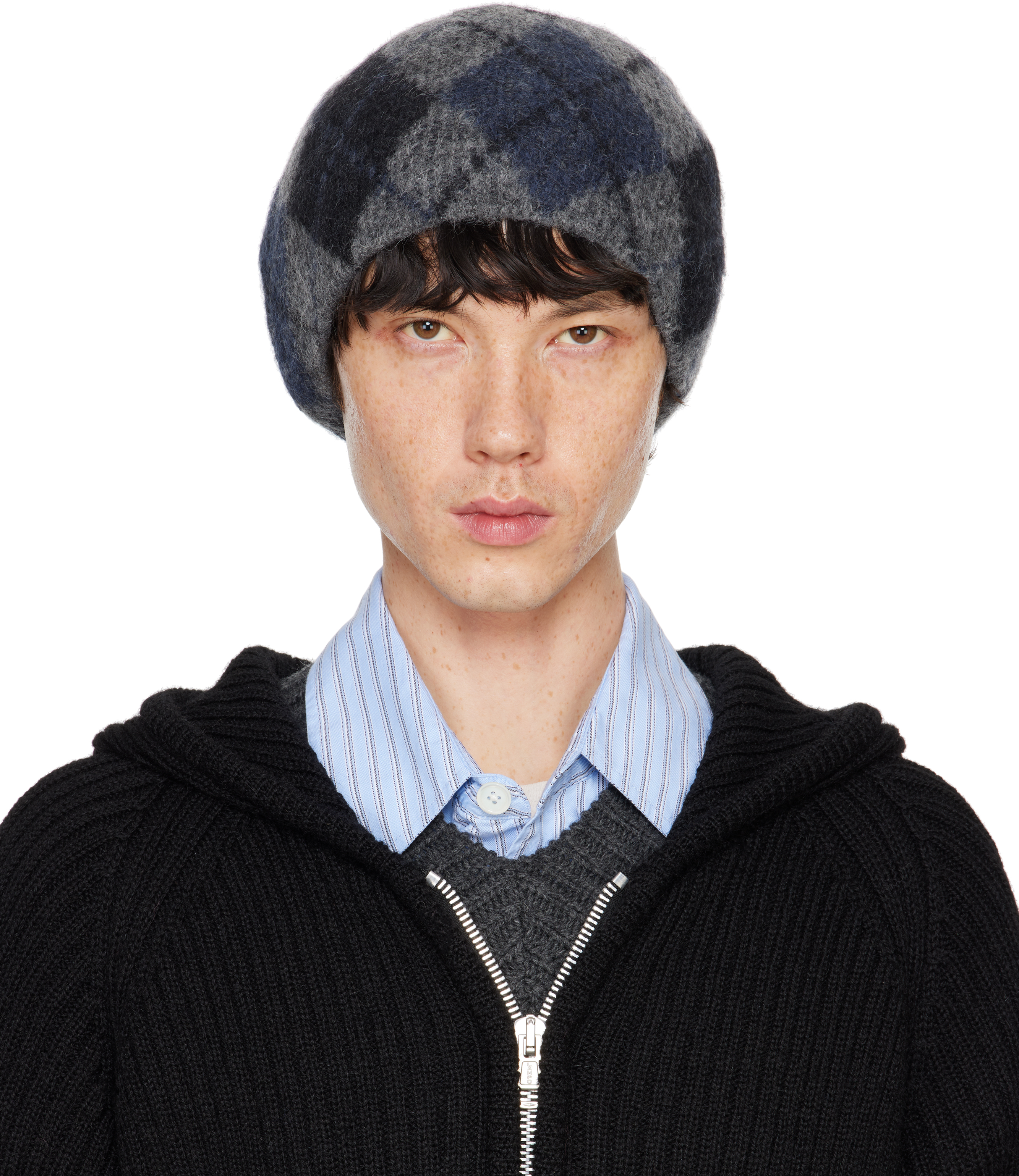 Navy Jacquard Beanie