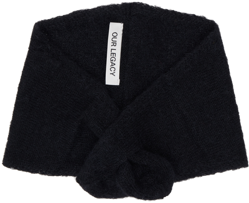 Shop Our Legacy Black Miniature Scarf In Black Fuzzy Alpaca