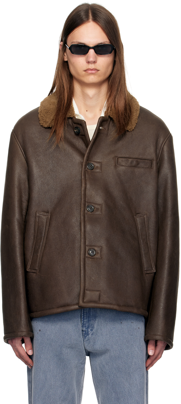 Shop Our Legacy Brown Alaska Shearling Jacket In Rustic Grain Brown S