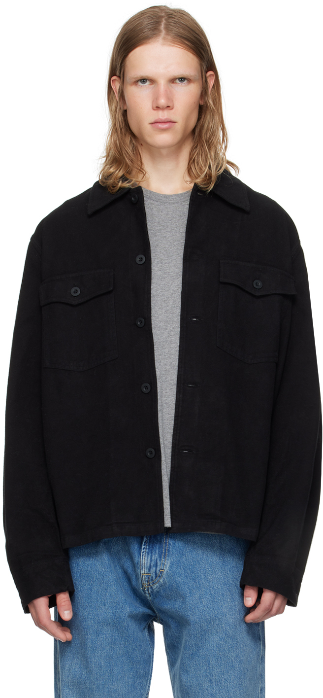 Shop Our Legacy Black Evening Coach Jacket In Black Brushed Cotton