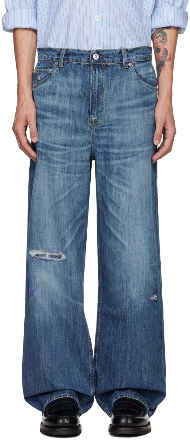 Shop Our Legacy Blue Vast Cut Jeans In Vintge Rubber Repair