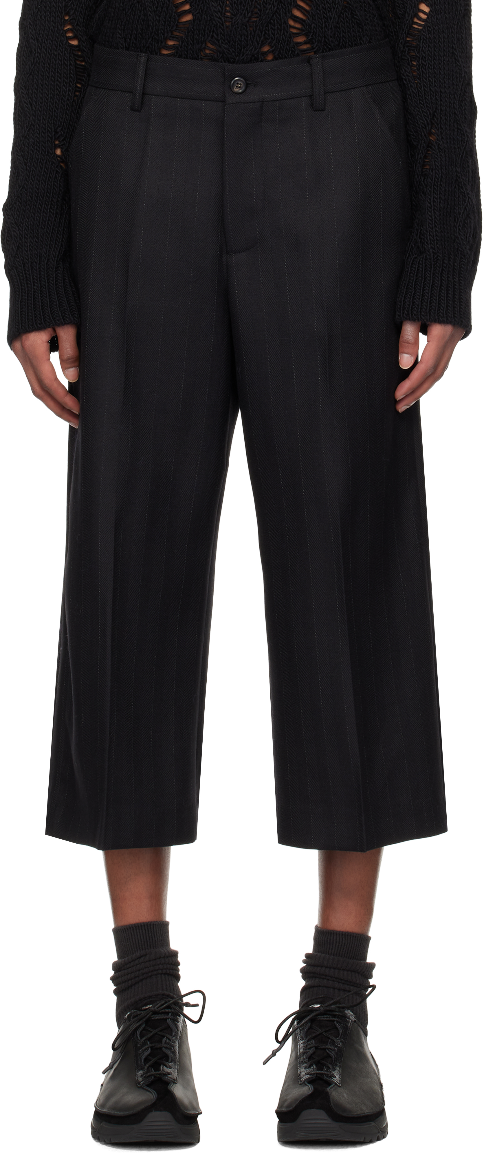 Black Tuxedo Capri Trousers