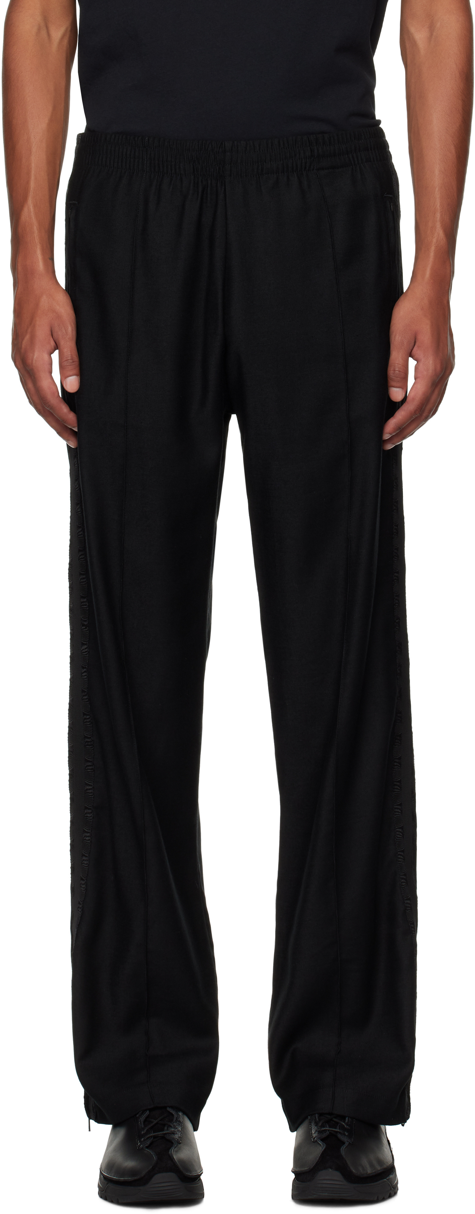 Black Canvas Jersey Track Pants