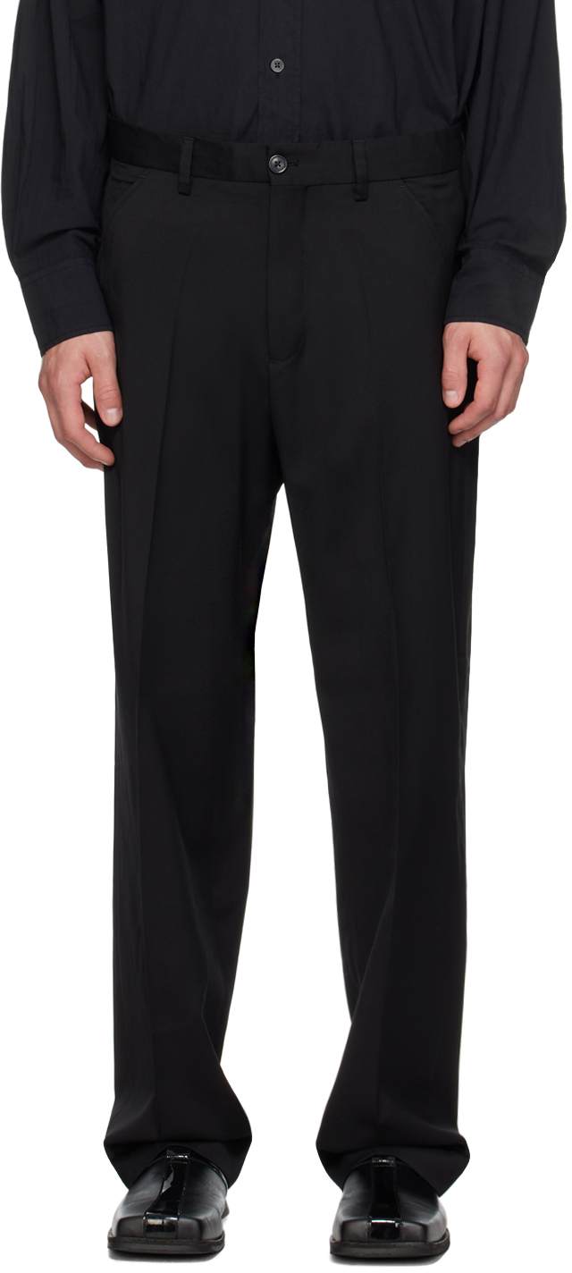 Shop Our Legacy Black Chino 22 Trousers In Black Worsted Wool