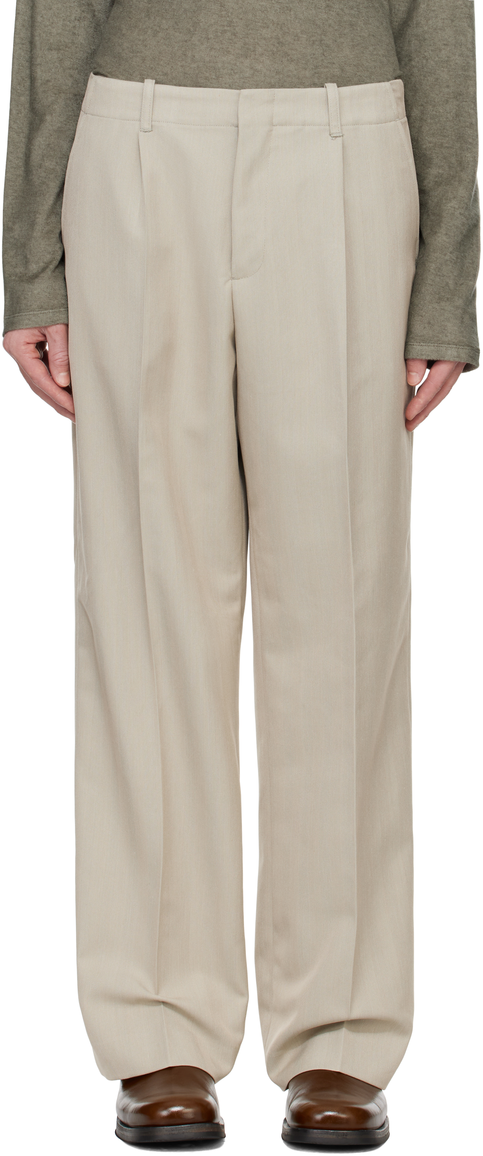 Beige Borrowed Chino Trousers by OUR LEGACY on Sale