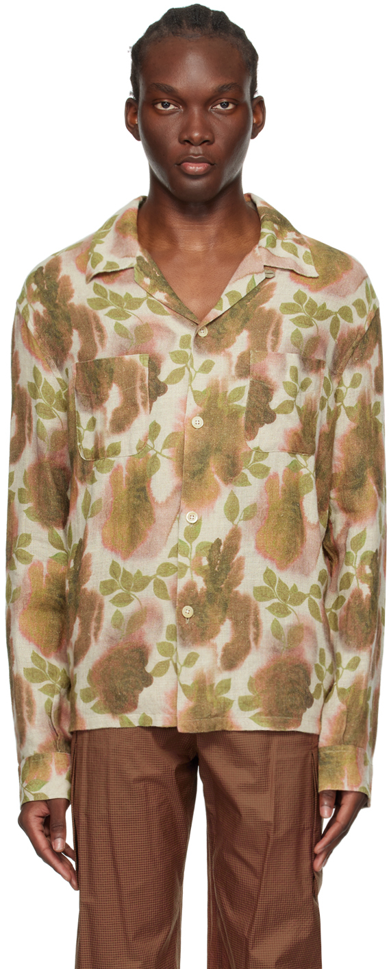 Shop Our Legacy Beige Heusen Shirt In Minuo Flower Print