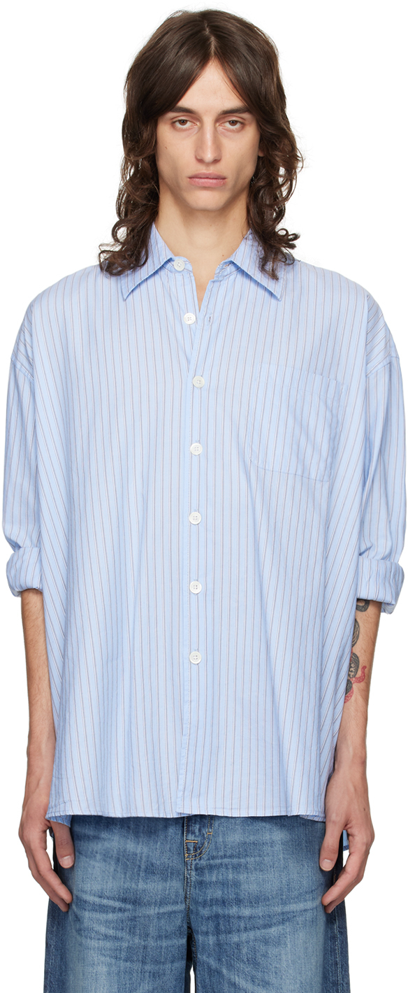 Shop Our Legacy Blue Borrowed Shirt In Big Daddy Stripe Oxf