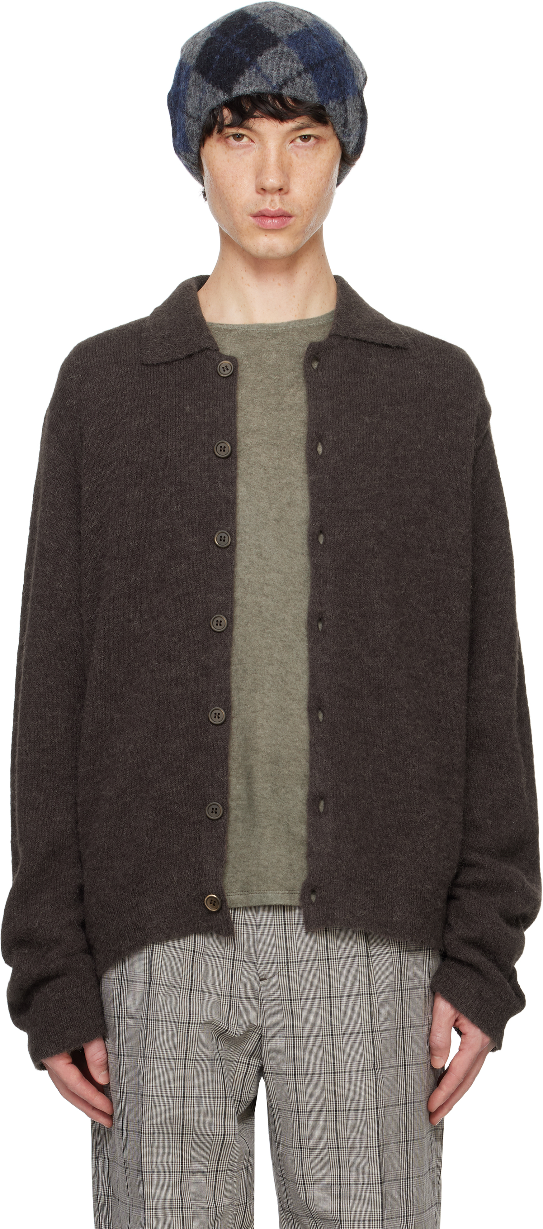 Brown Evening Polo Cardigan