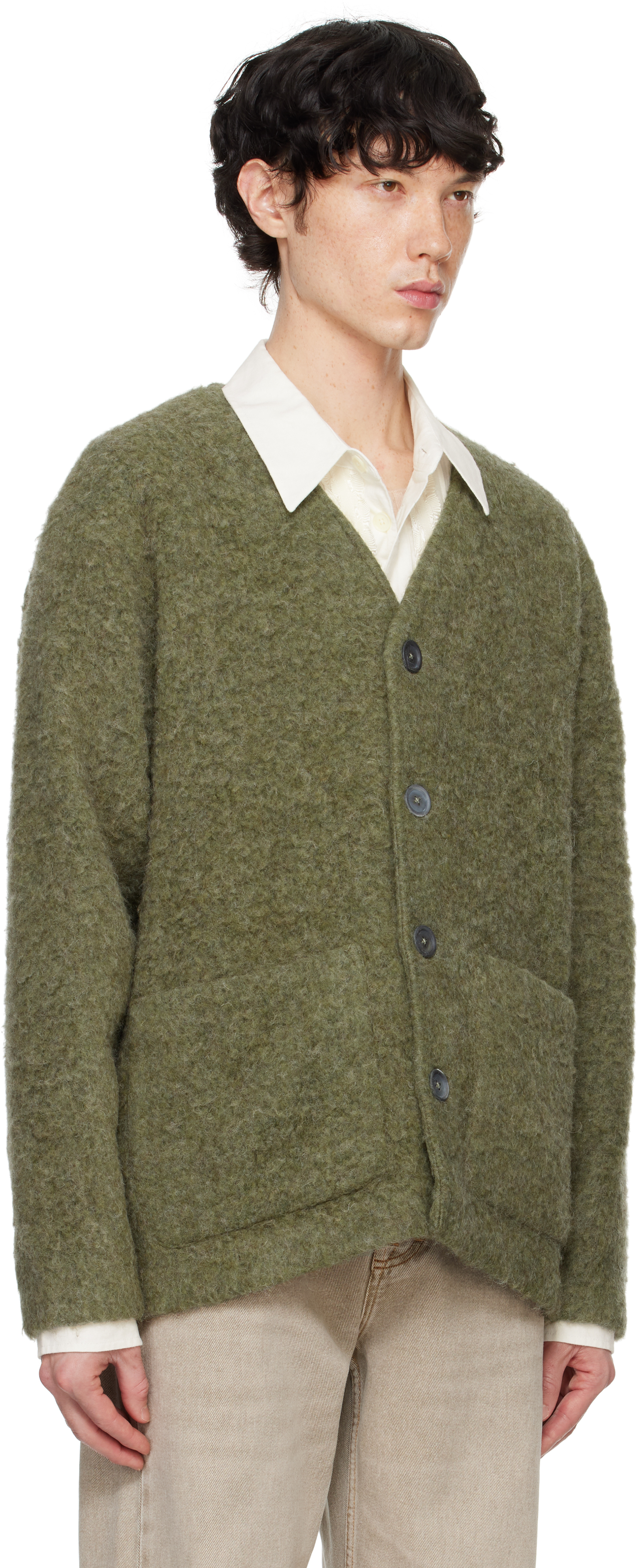 Our Legacy Men S Tumble Wool Cardigan Fresh Moss In Fresh Moss Tumble Wo