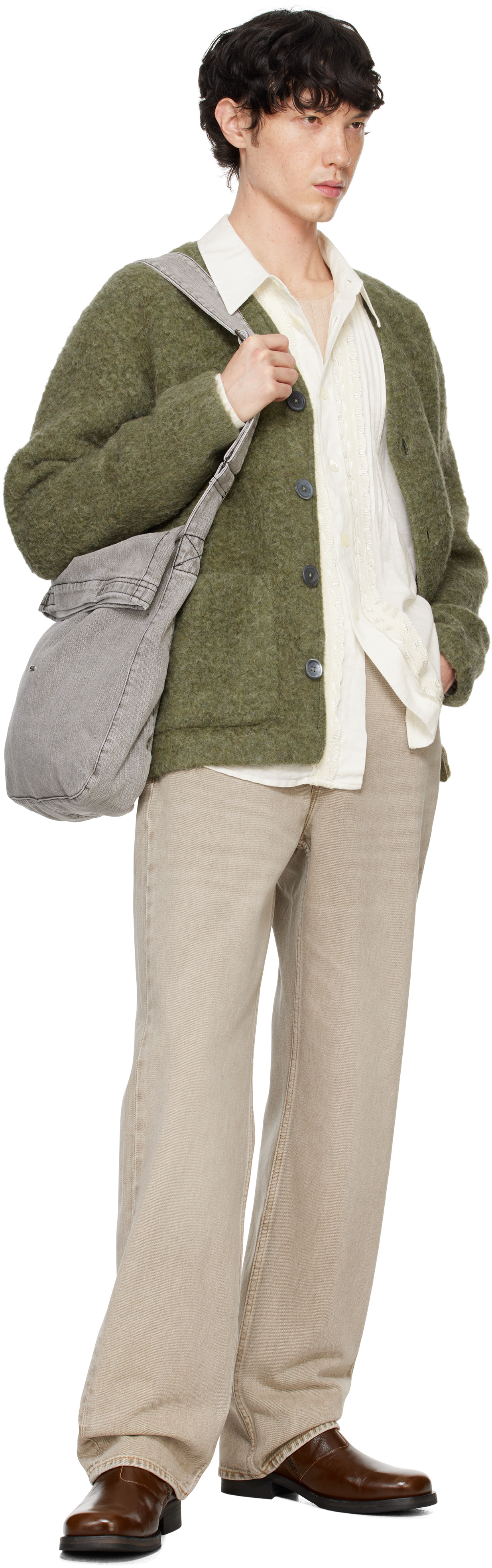 Our Legacy Men S Tumble Wool Cardigan Fresh Moss In Fresh Moss Tumble Wo