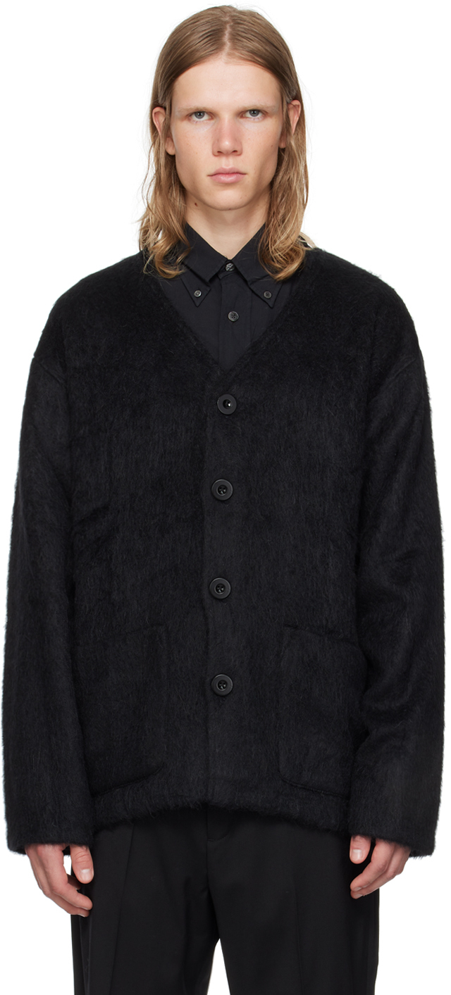 Shop Our Legacy Black Shag Knit Cardigan In Black Mohair