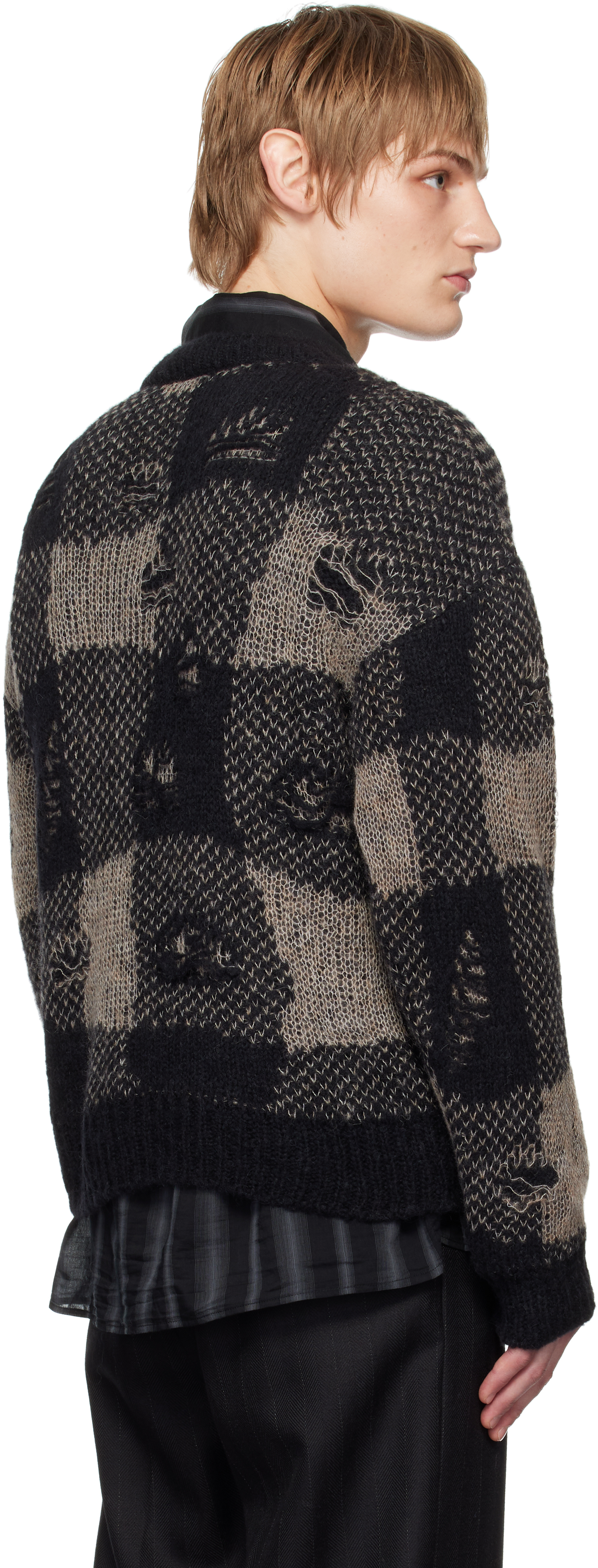 Our Legacy Patchwork Design Black Sweater With Round Neckline In Black Destructive Gi