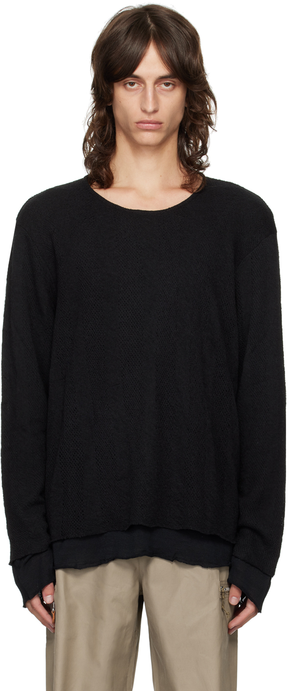 Shop Our Legacy Black Double Lock Long Sleeve Sweater In Black Crochet Stripe