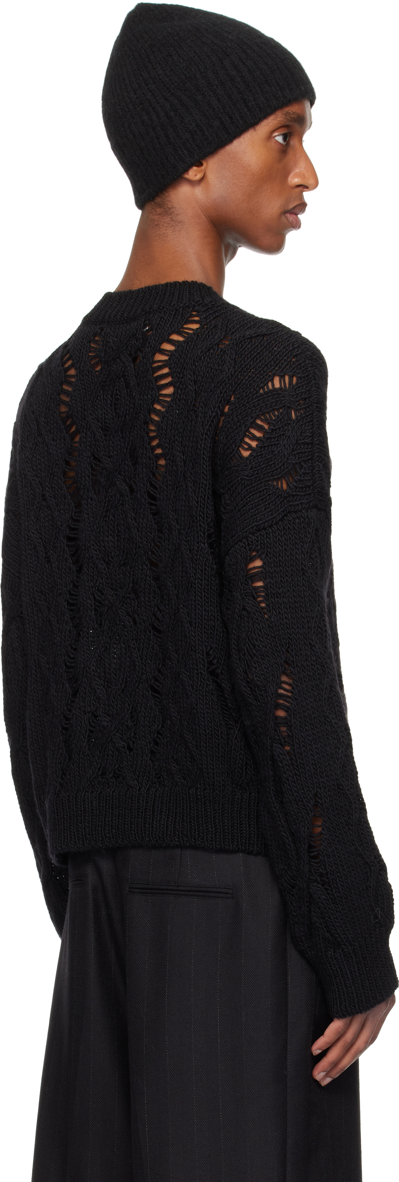 Our Legacy Cable Sonar Wool Sweater In Black Fisherman Wool