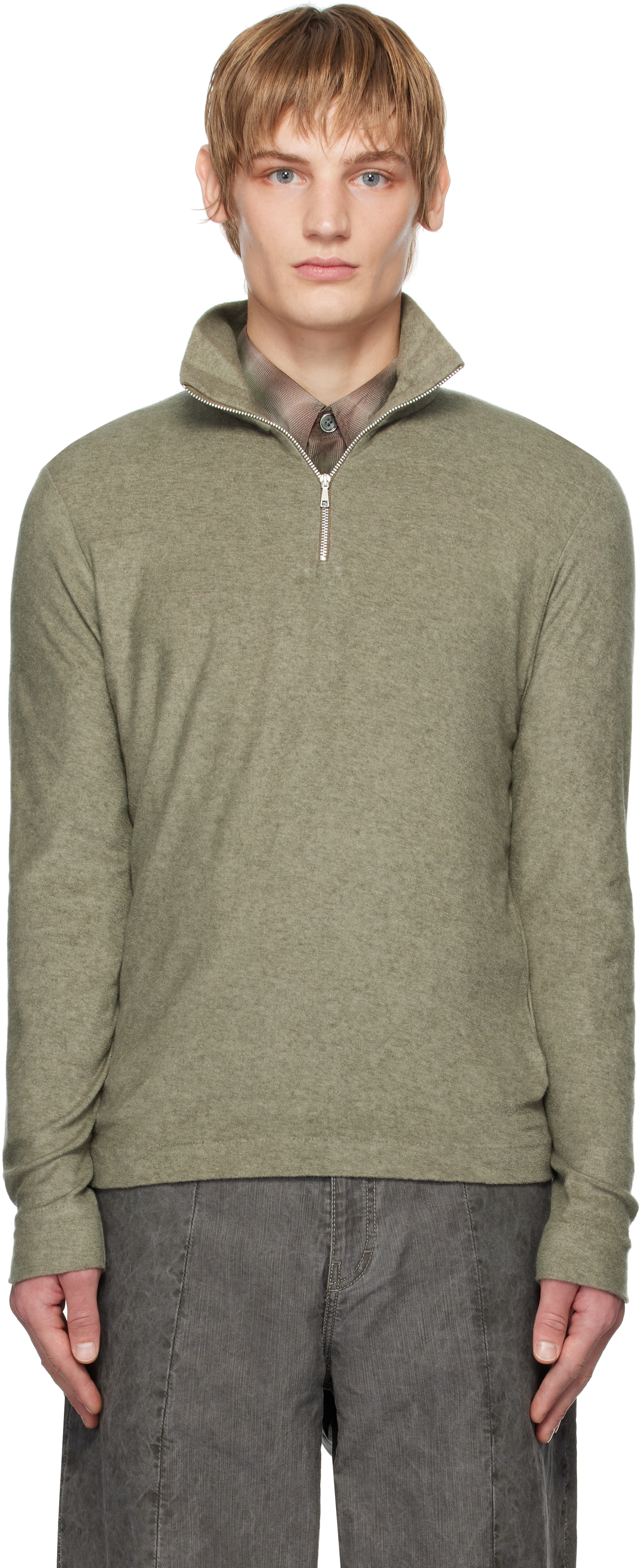 Khaki Delicate Funnel Sweater